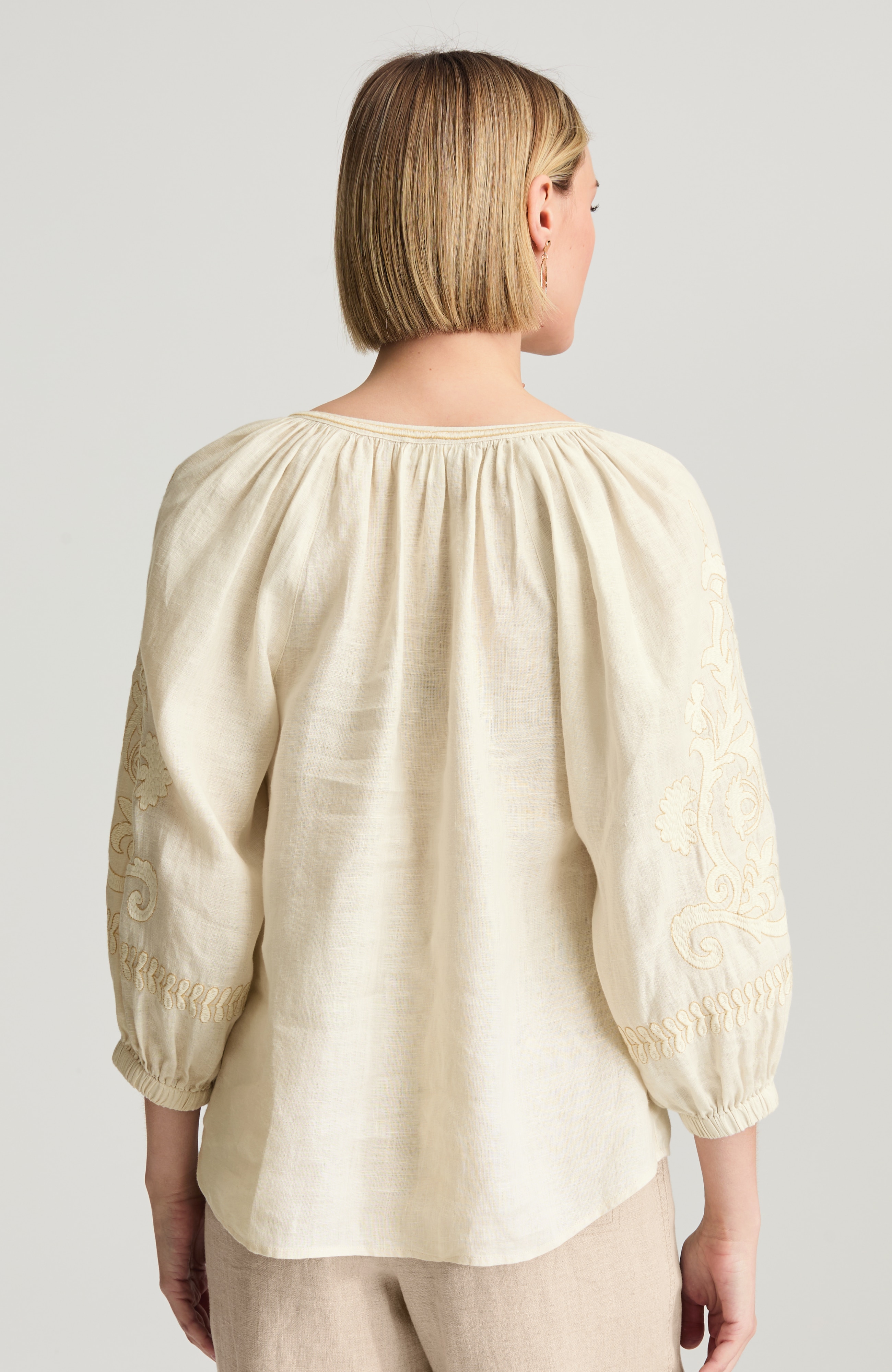 pure jill linen embroidered popover