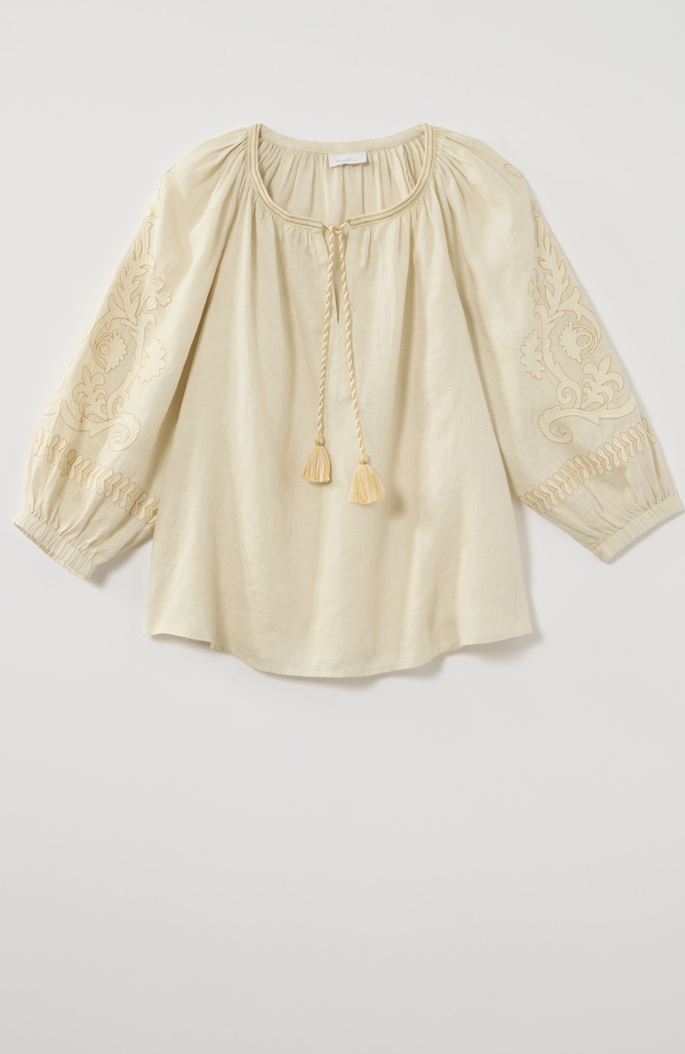 pure jill linen embroidered popover