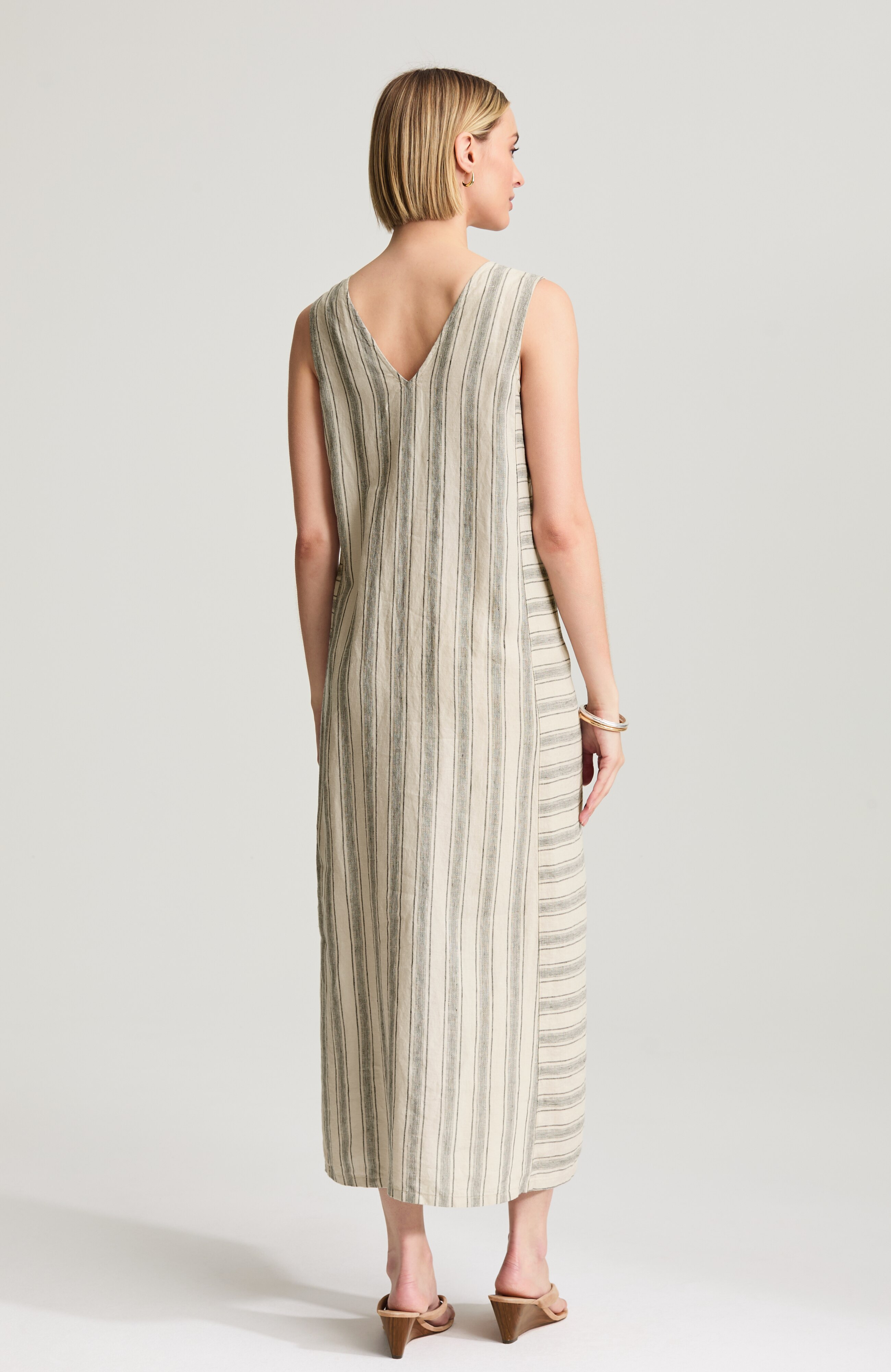 pure jill linen striped maxi dress