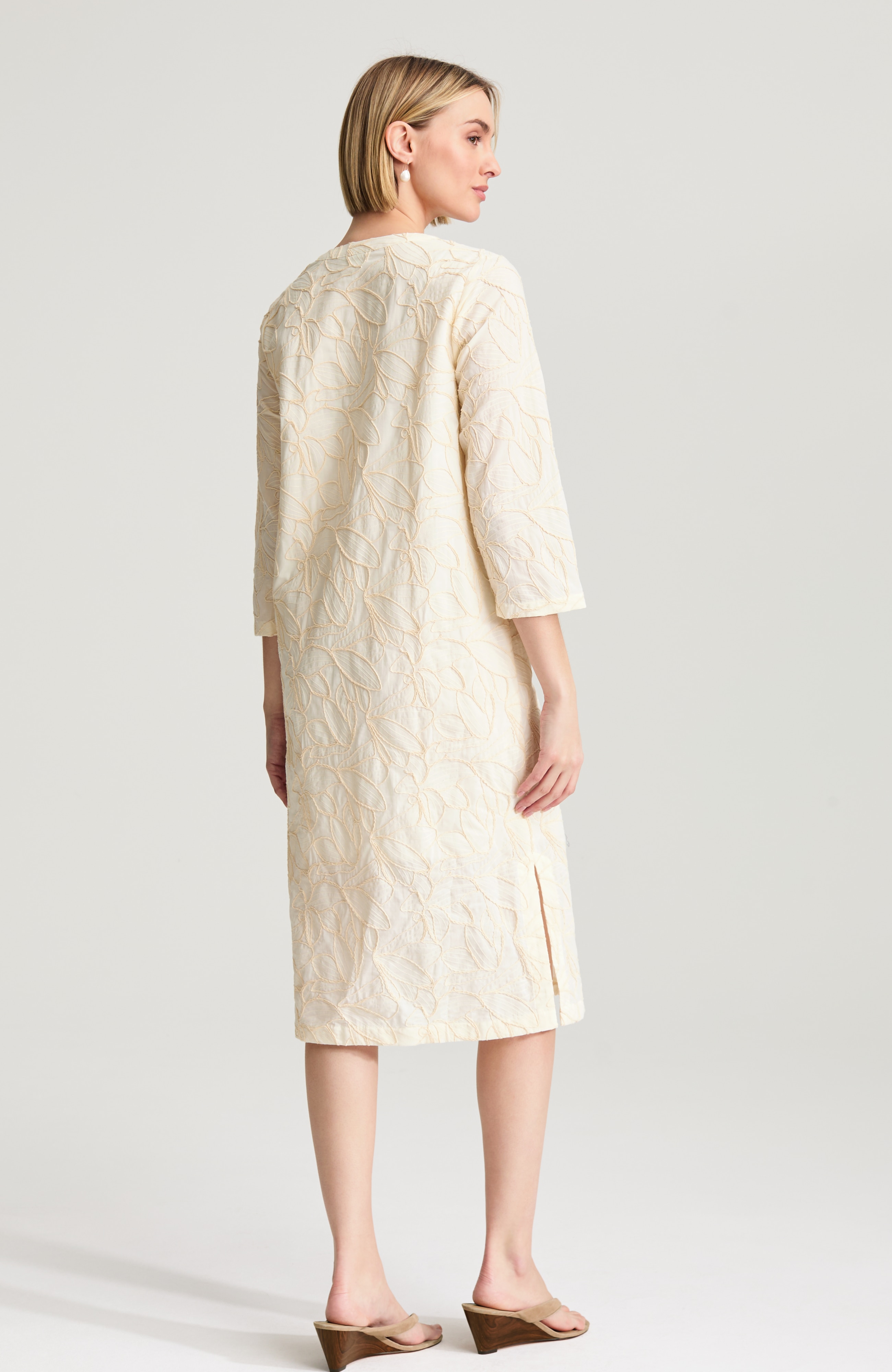 pure jill embroidered pullover dress