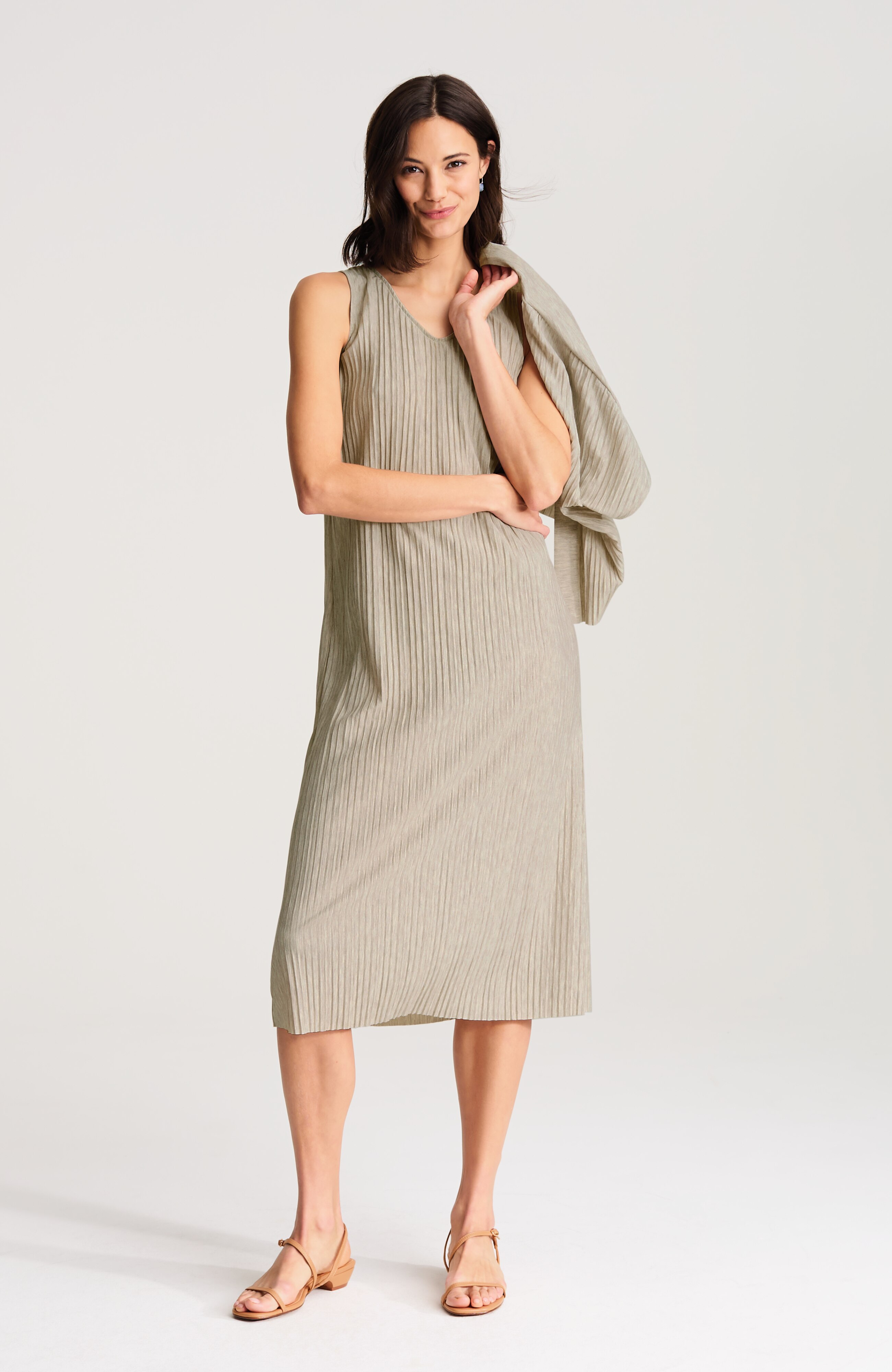 andwang Airy Knit Pleated Dress Set サイズM PJ PLEATED DRESS AND CARDI SET | JJill
