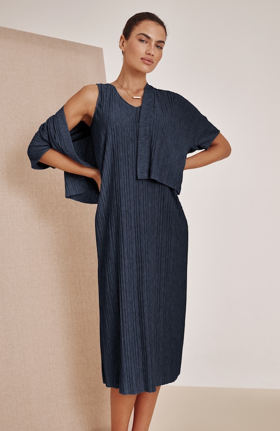 Pure Jill Pleated Dress & Cardi Set