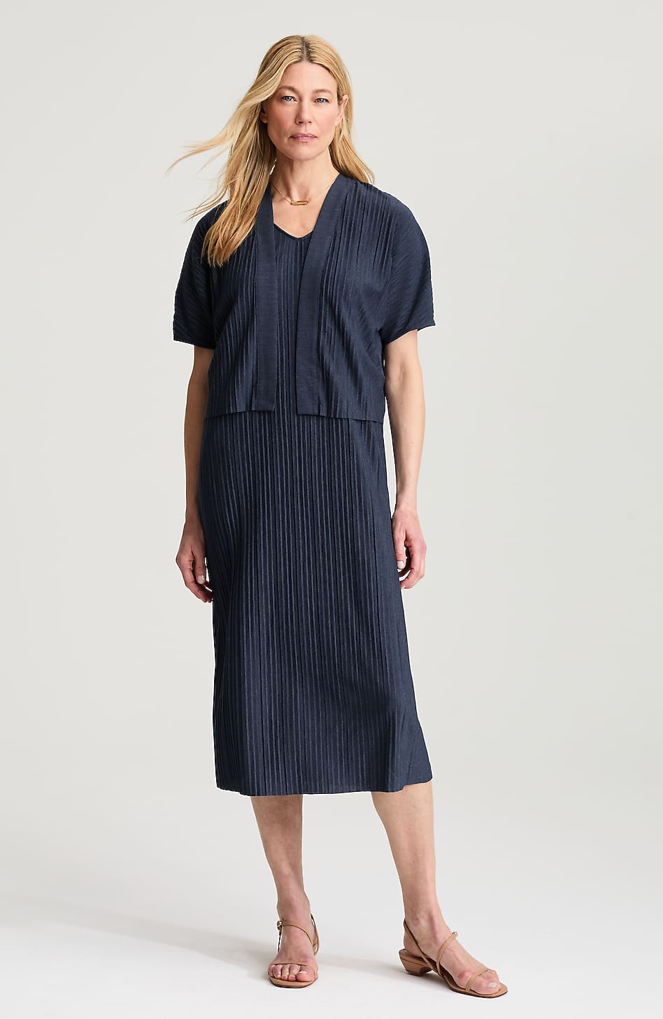 milly jill pleated dress Pure Jill Pleated Dress & Cardi Set