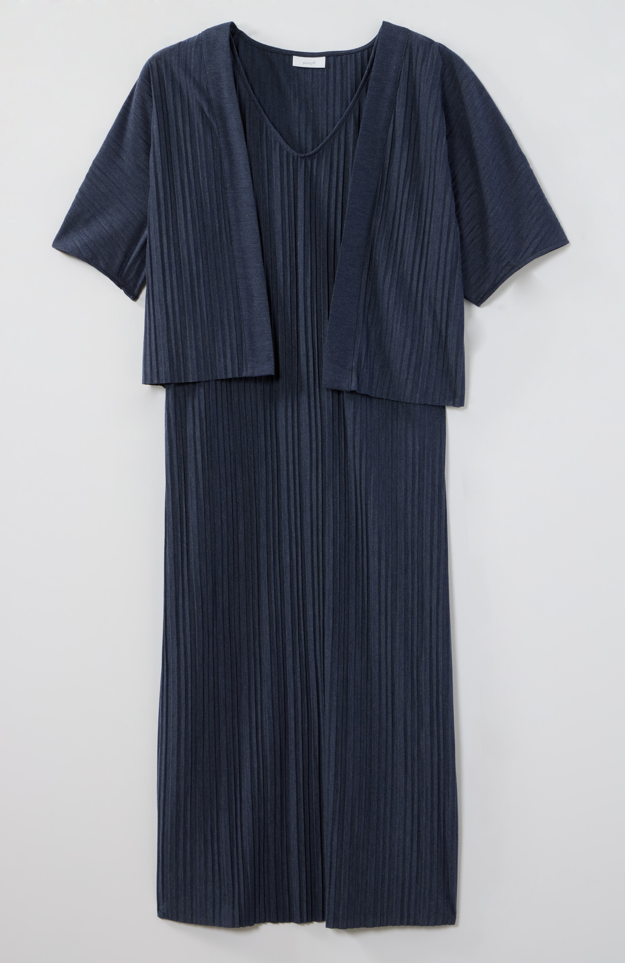 pure jill pleated dress & cardi set
