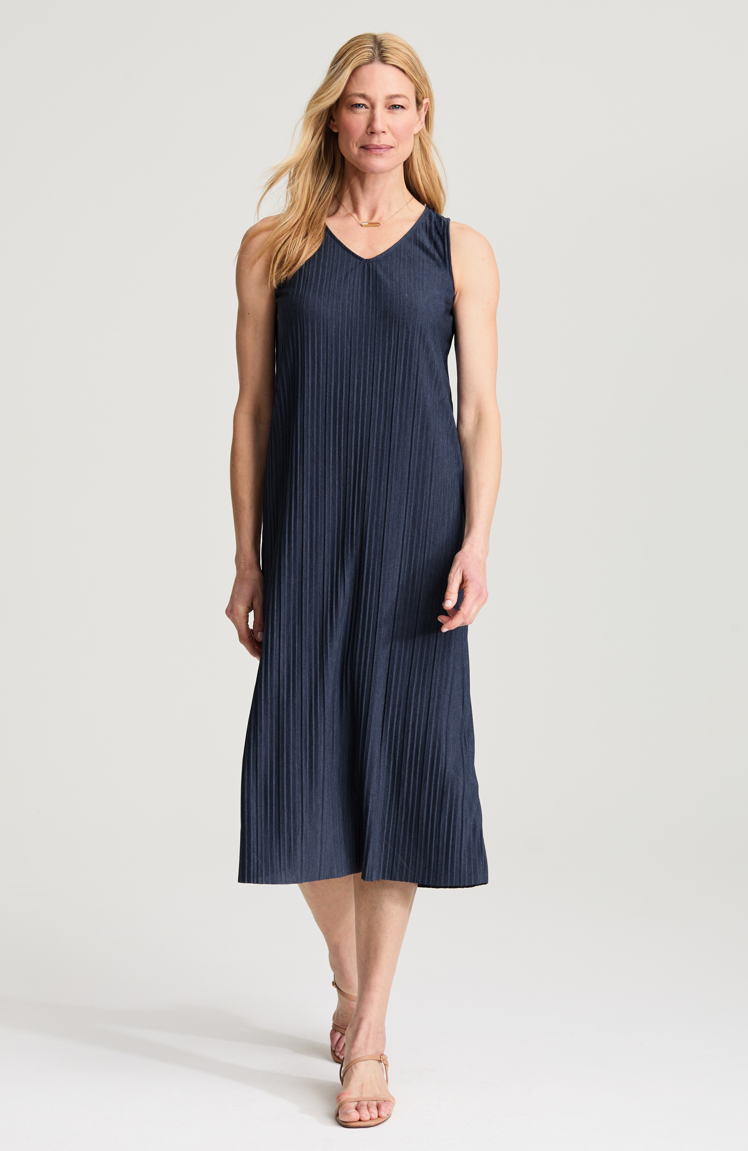 pure jill pleated dress & cardi set