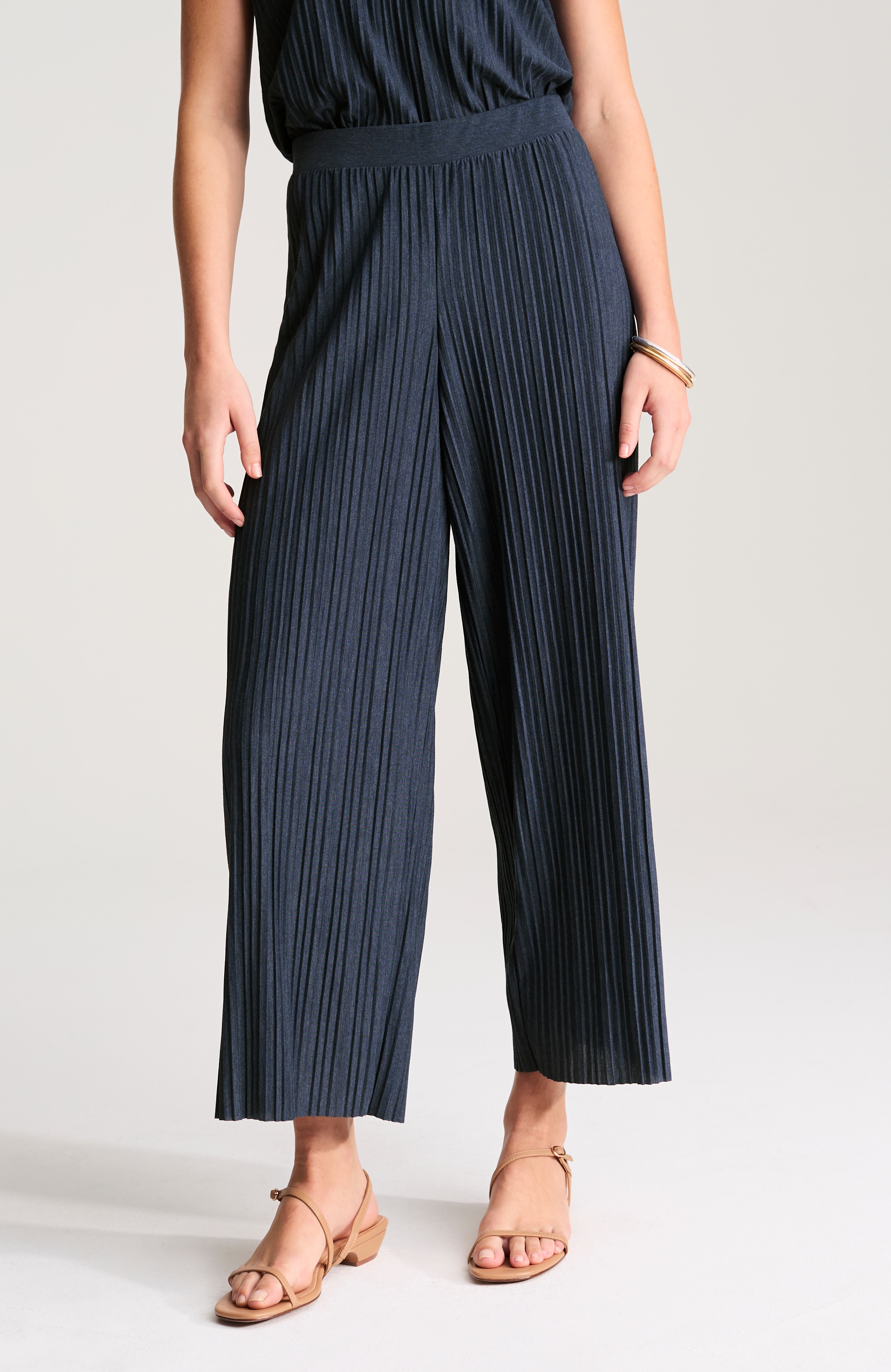 pure jill pleated wide-leg crops