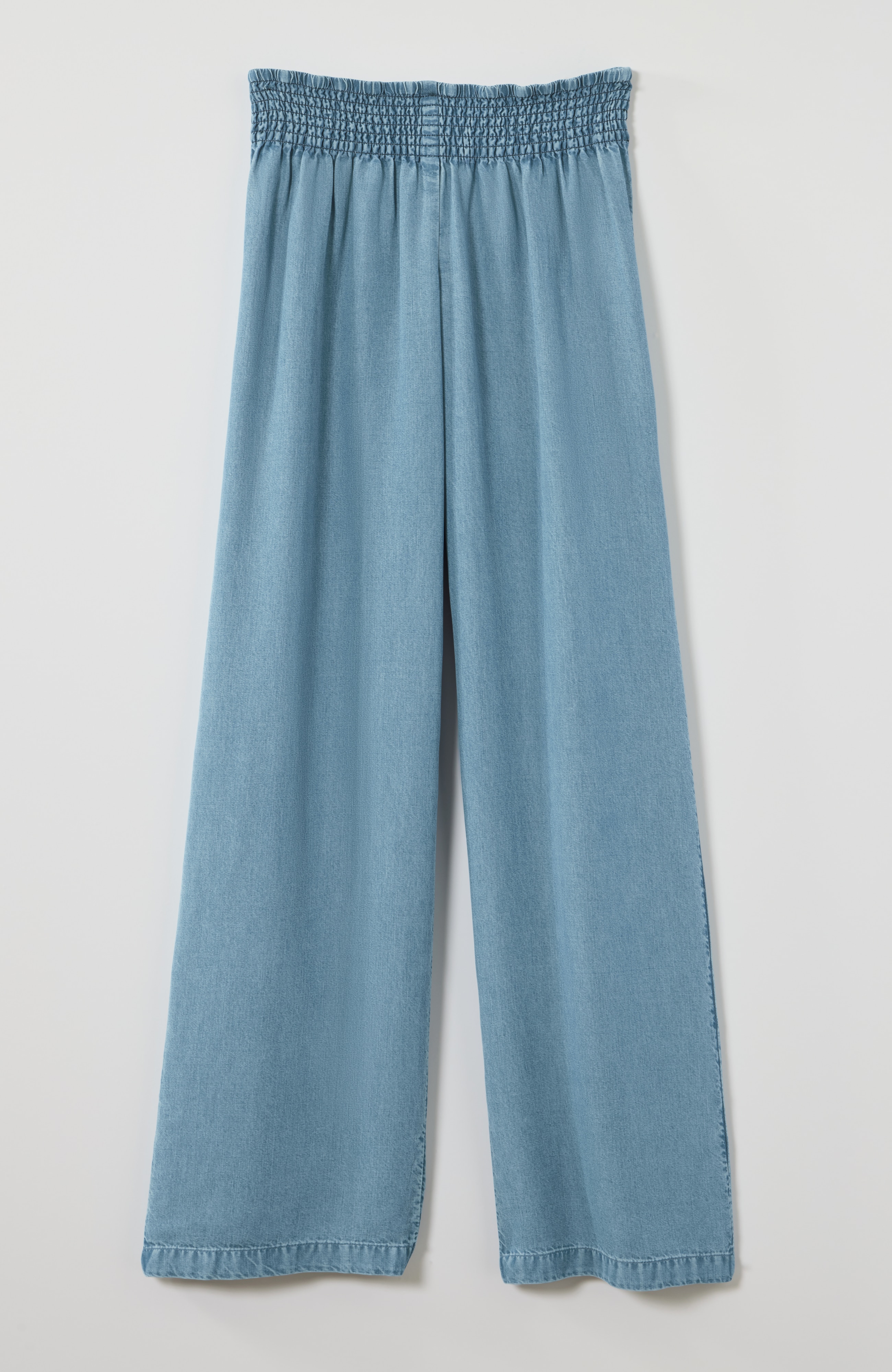 pure jill indigo smocked-waist pants