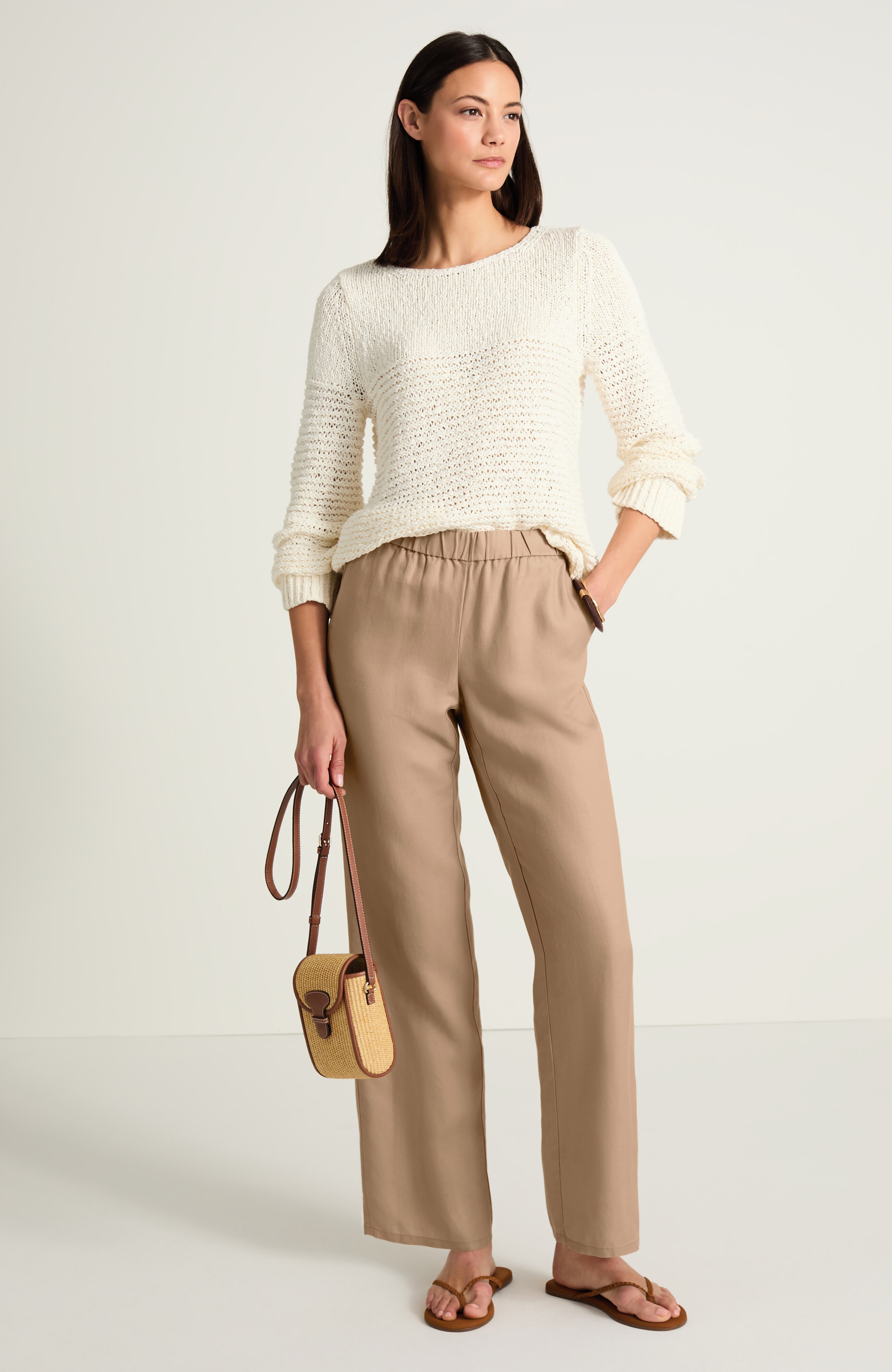 Pure Jill Slub Straight-Leg Pants | JJill