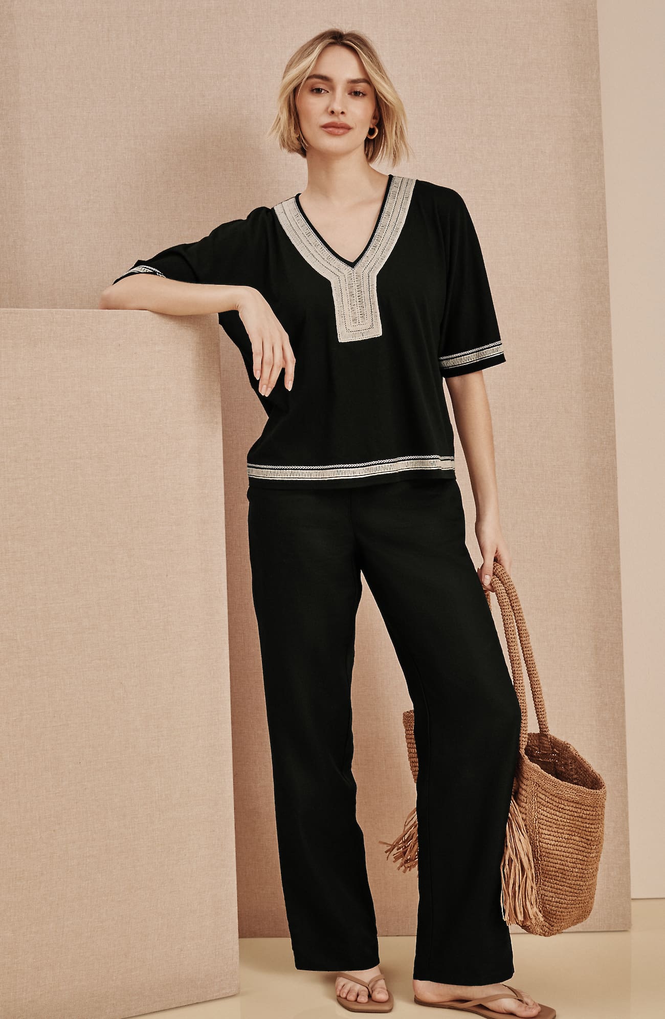 Women's Plus Size Pure Jill Soft Woven Straight-Leg Pants (Black) (Size: 4X) J. Jill
