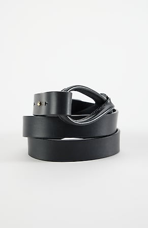 J.Jill genuine leather black eyelet wide belt Size Small JIL SANDER black glazed leather WIDE WAIST Belt 40 L For  main image 4