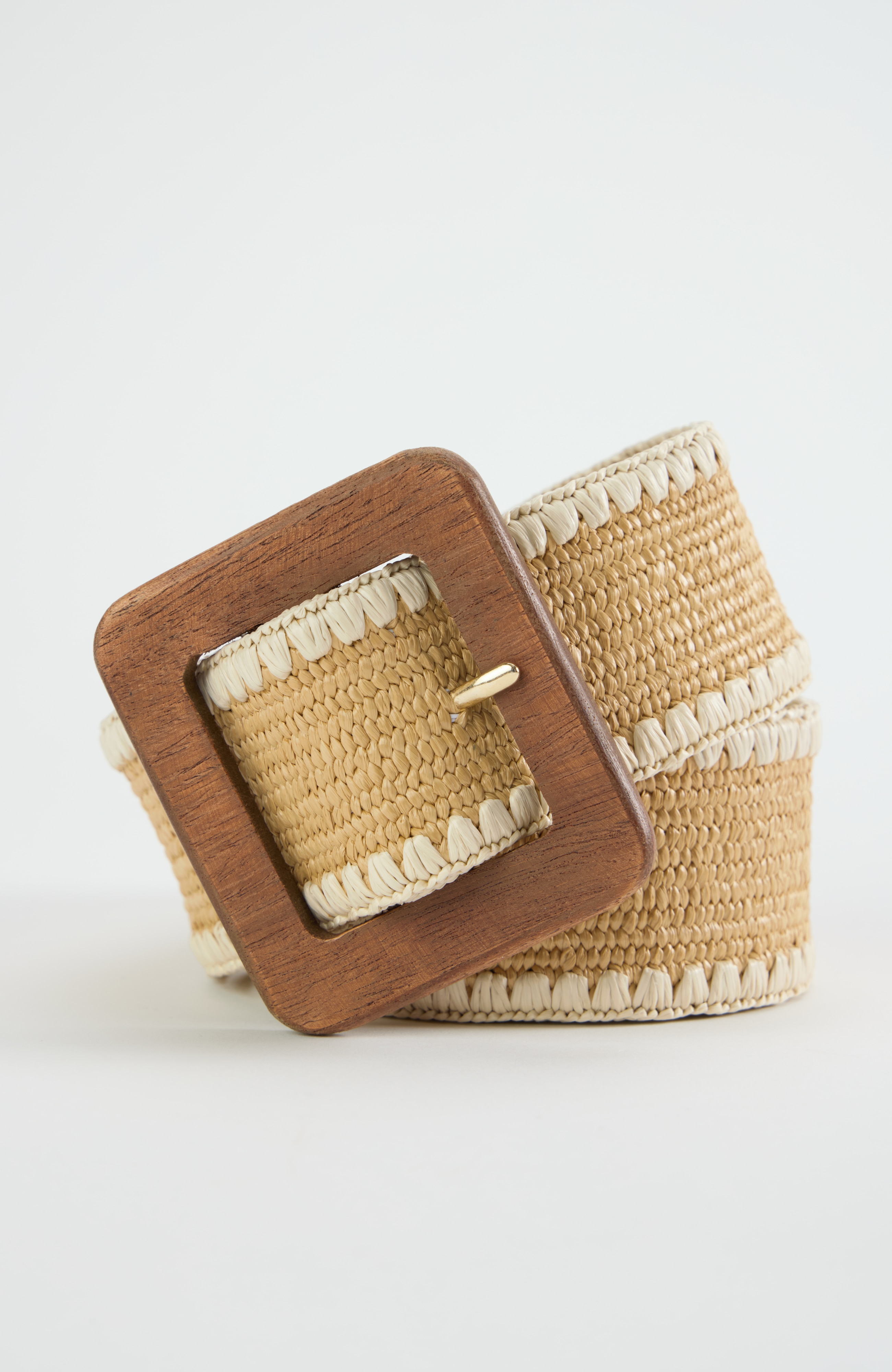 whipstitch stretch straw belt