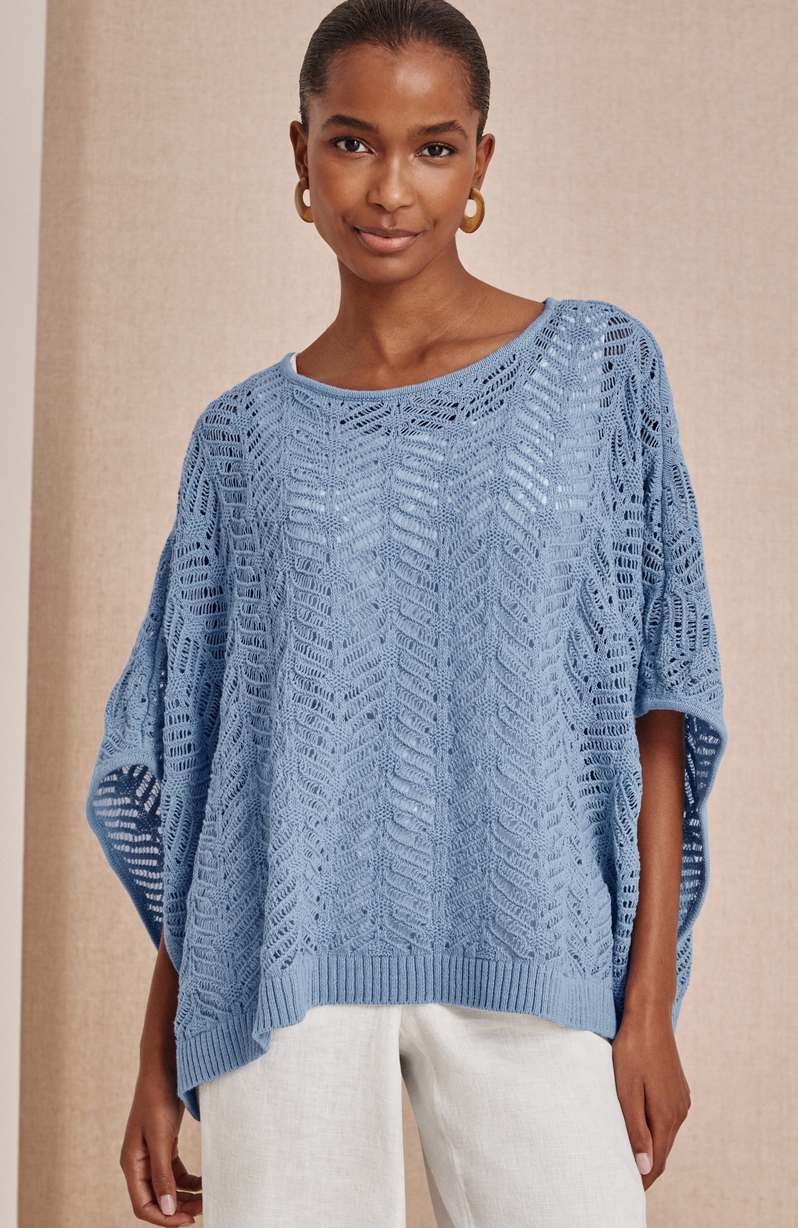 open-knit poncho
