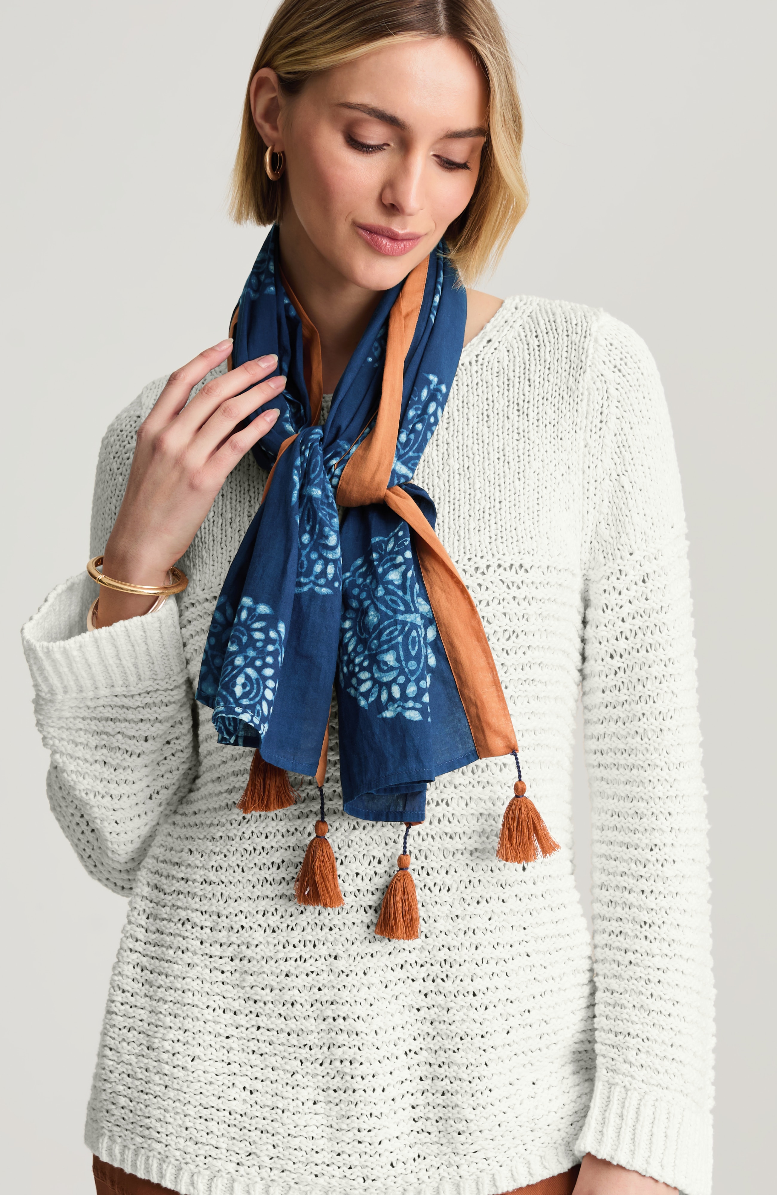 artisanal woodblock printed scarf