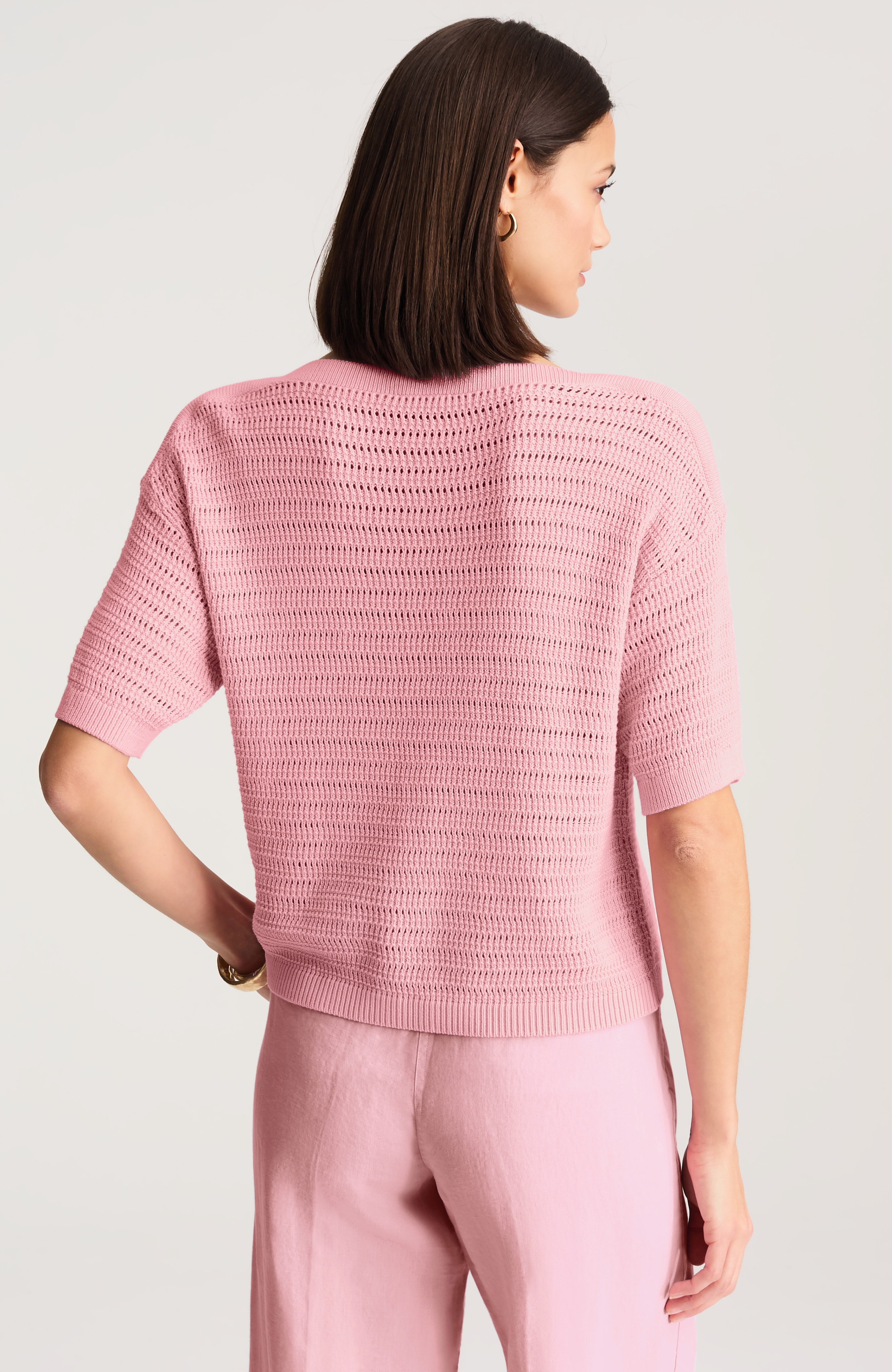 textured elbow-sleeve sweater