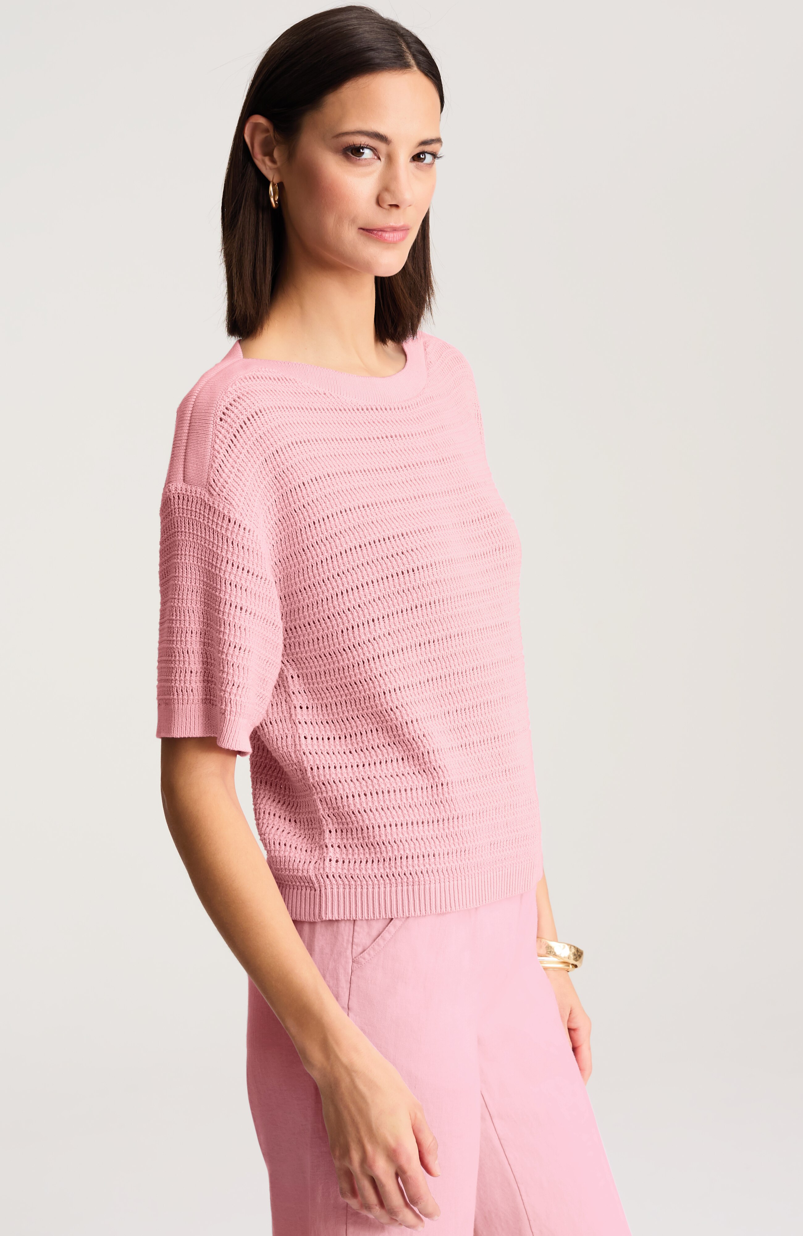 textured elbow-sleeve sweater