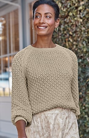 Image for Lace-Textured Cotton Sweater