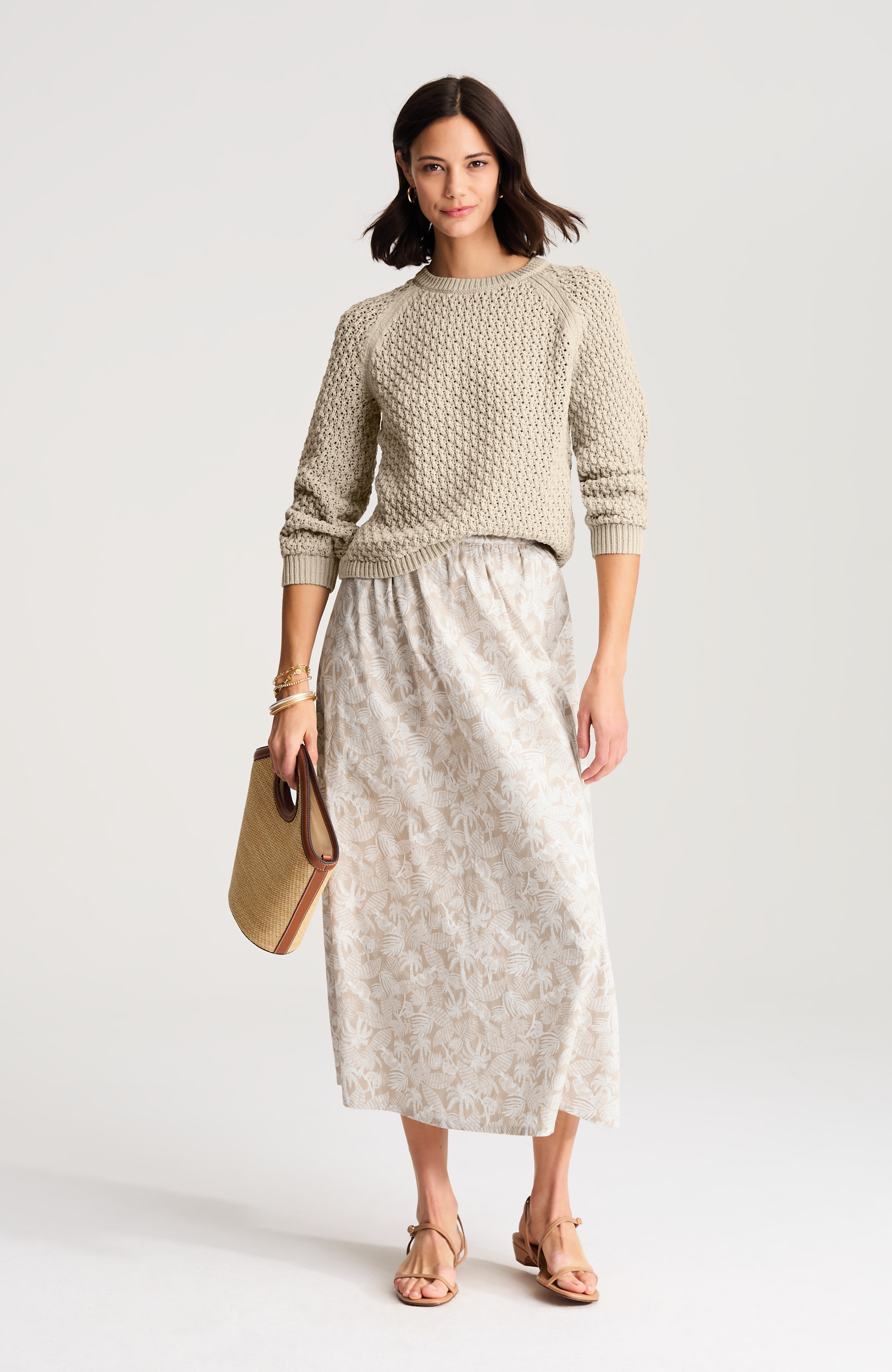 lace-textured cotton sweater