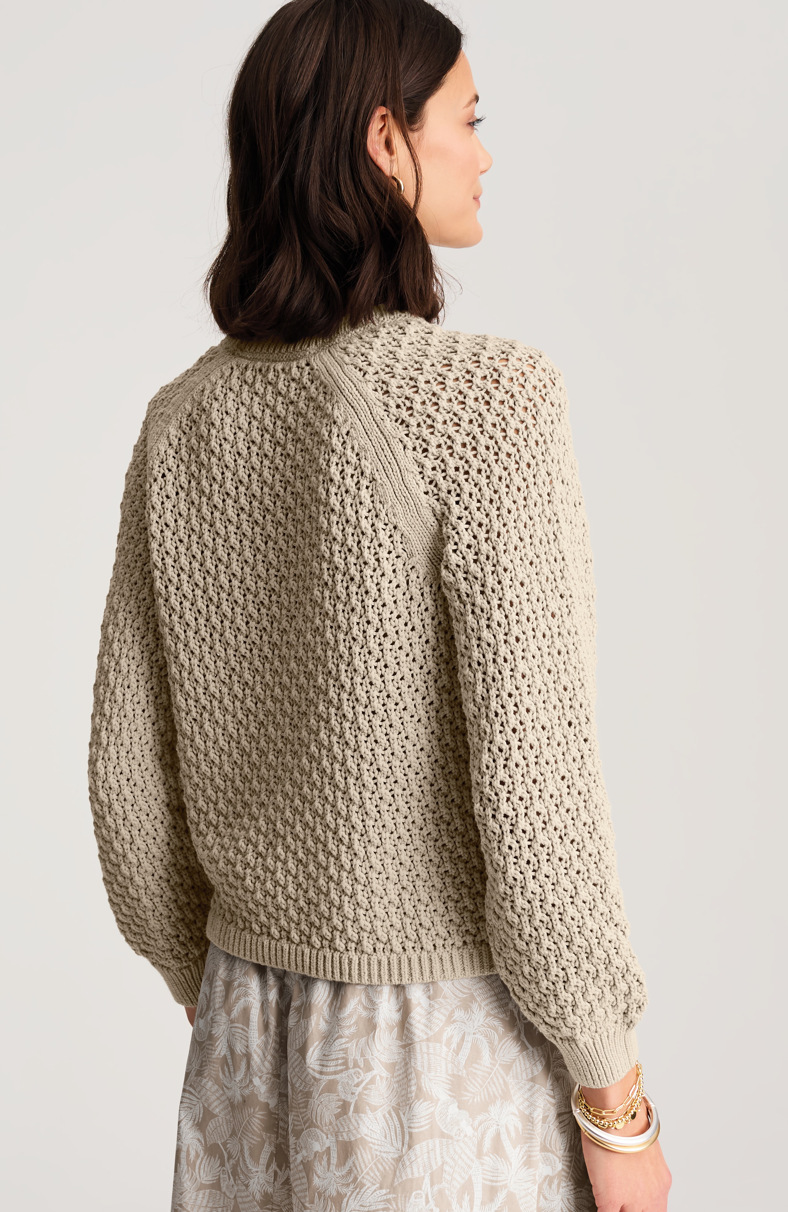 lace-textured cotton sweater