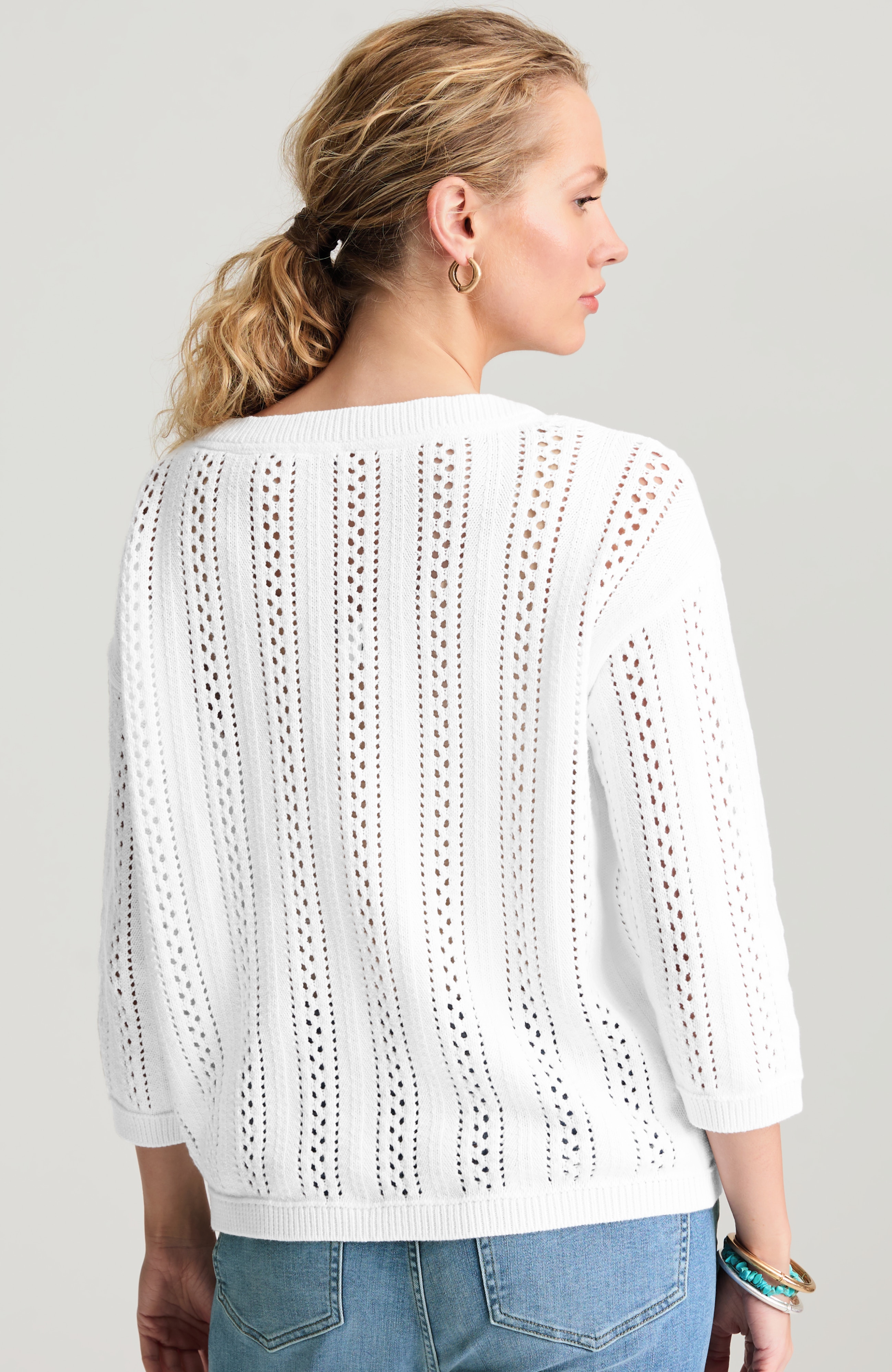 open-stitched sweater