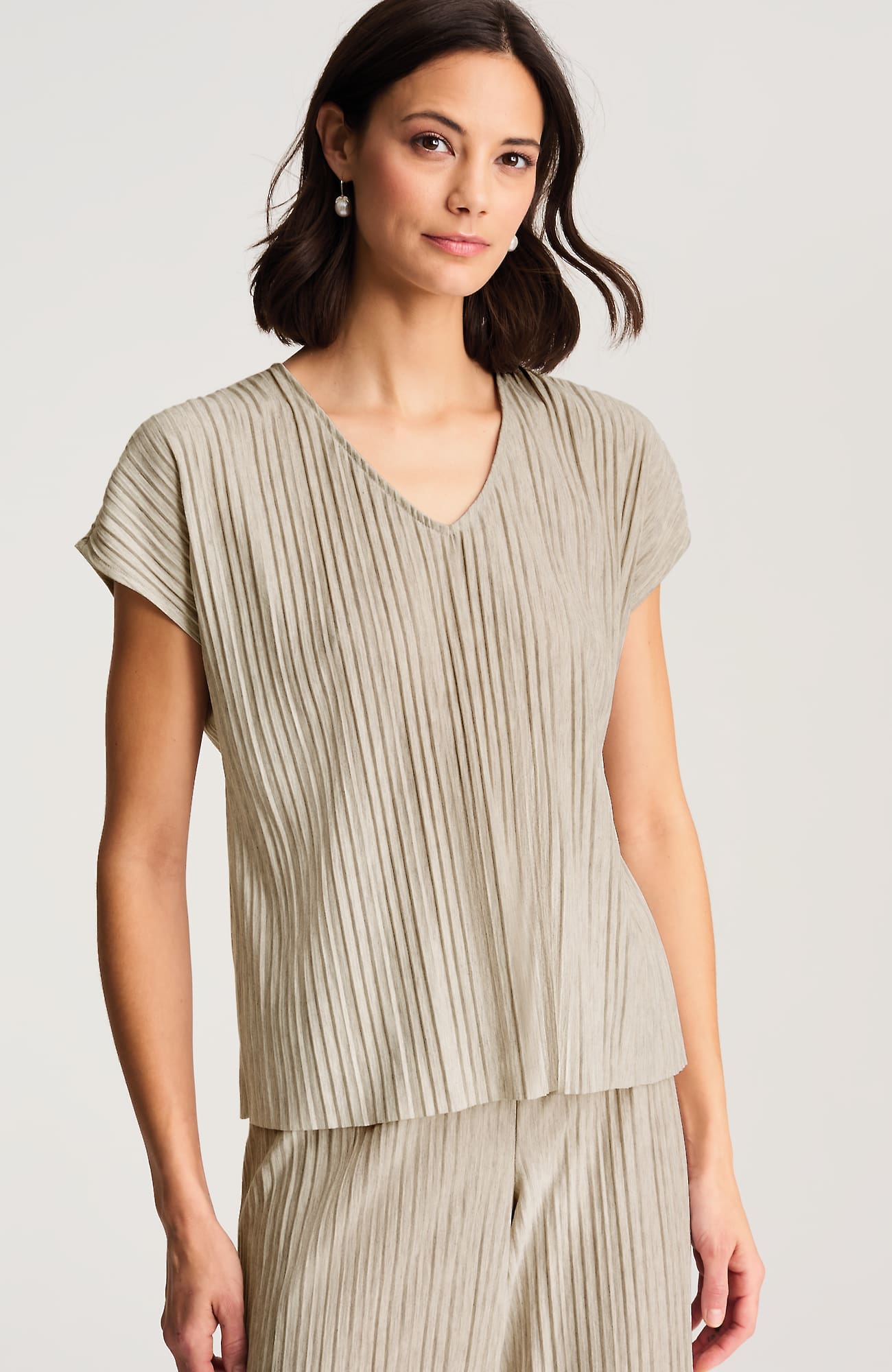 Women's Plus Size Pure Jill Pleated Cap-Sleeve Top (Brown ) (Size: 3X) J. Jill