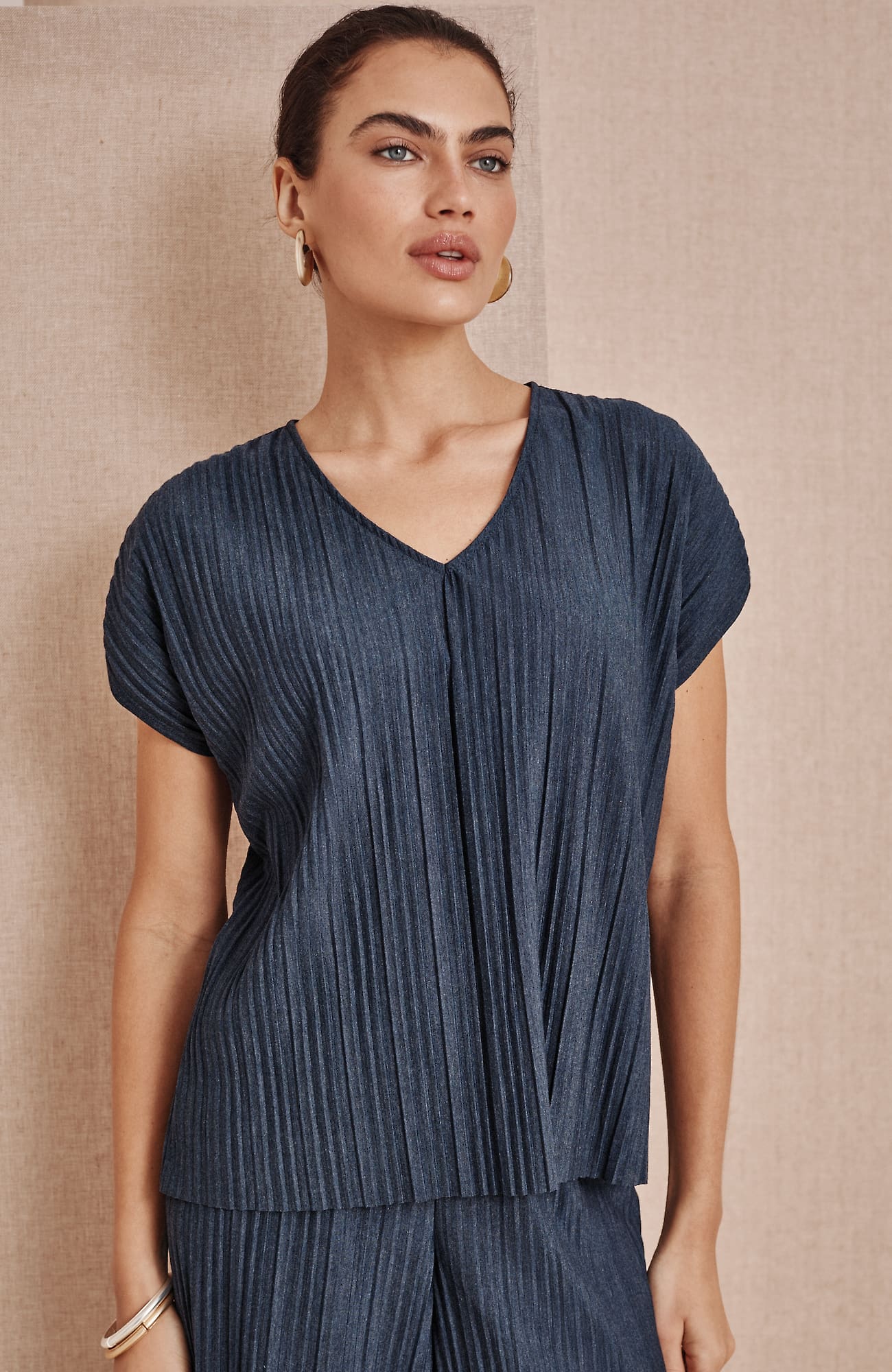 Women's Plus Size Pure Jill Pleated Cap-Sleeve Top (Night Heather) (Size: 2X) J. Jill