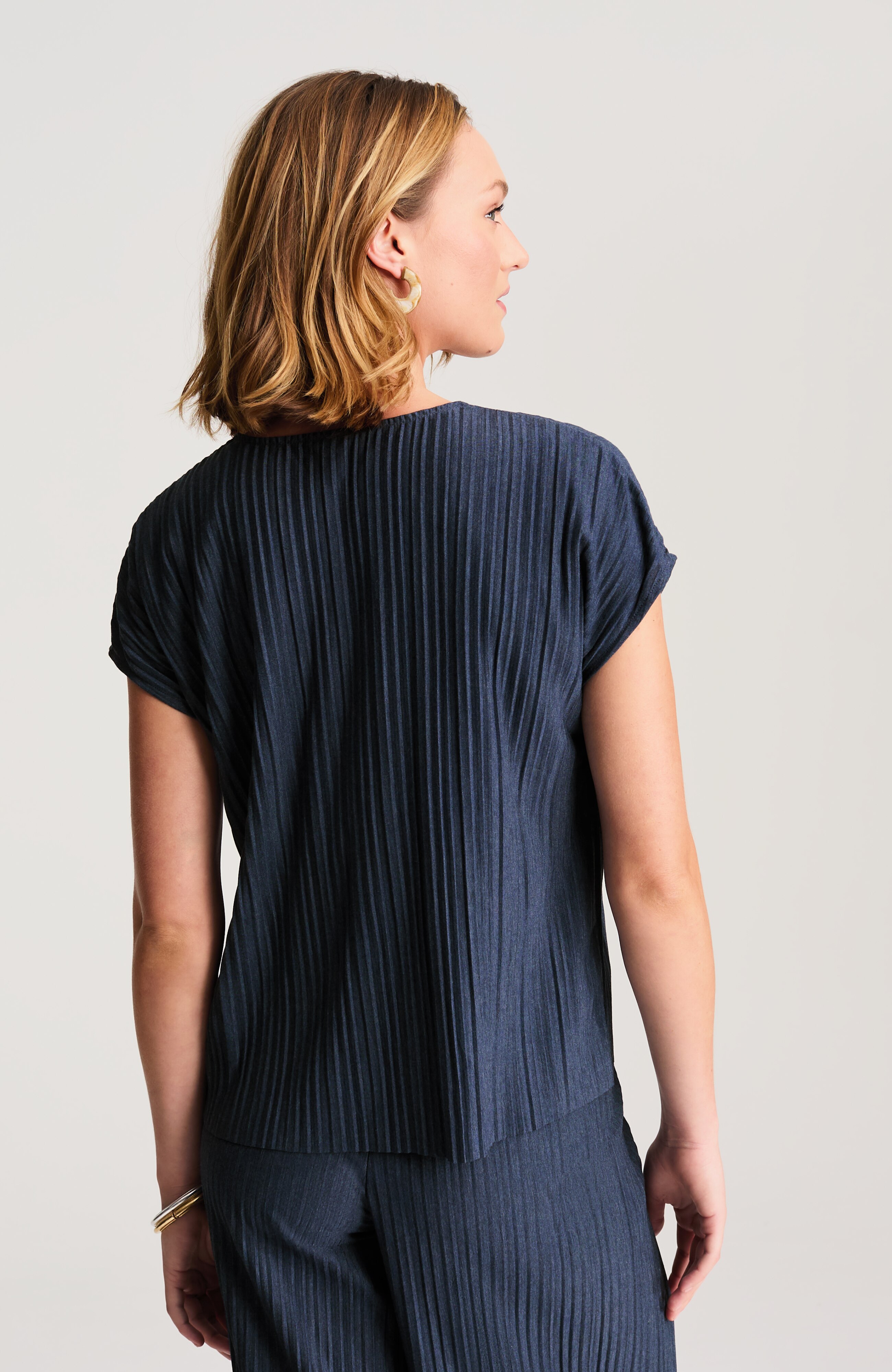 pure jill pleated cap-sleeve top