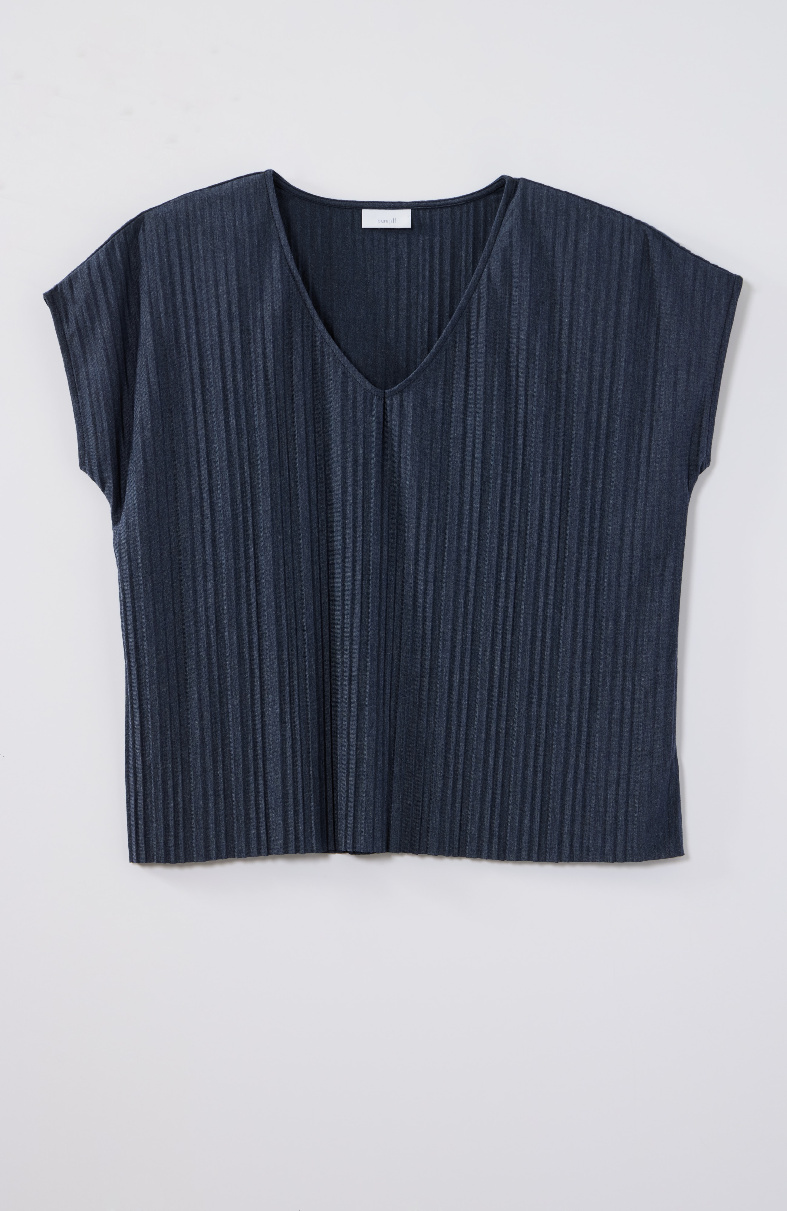 pure jill pleated cap-sleeve top