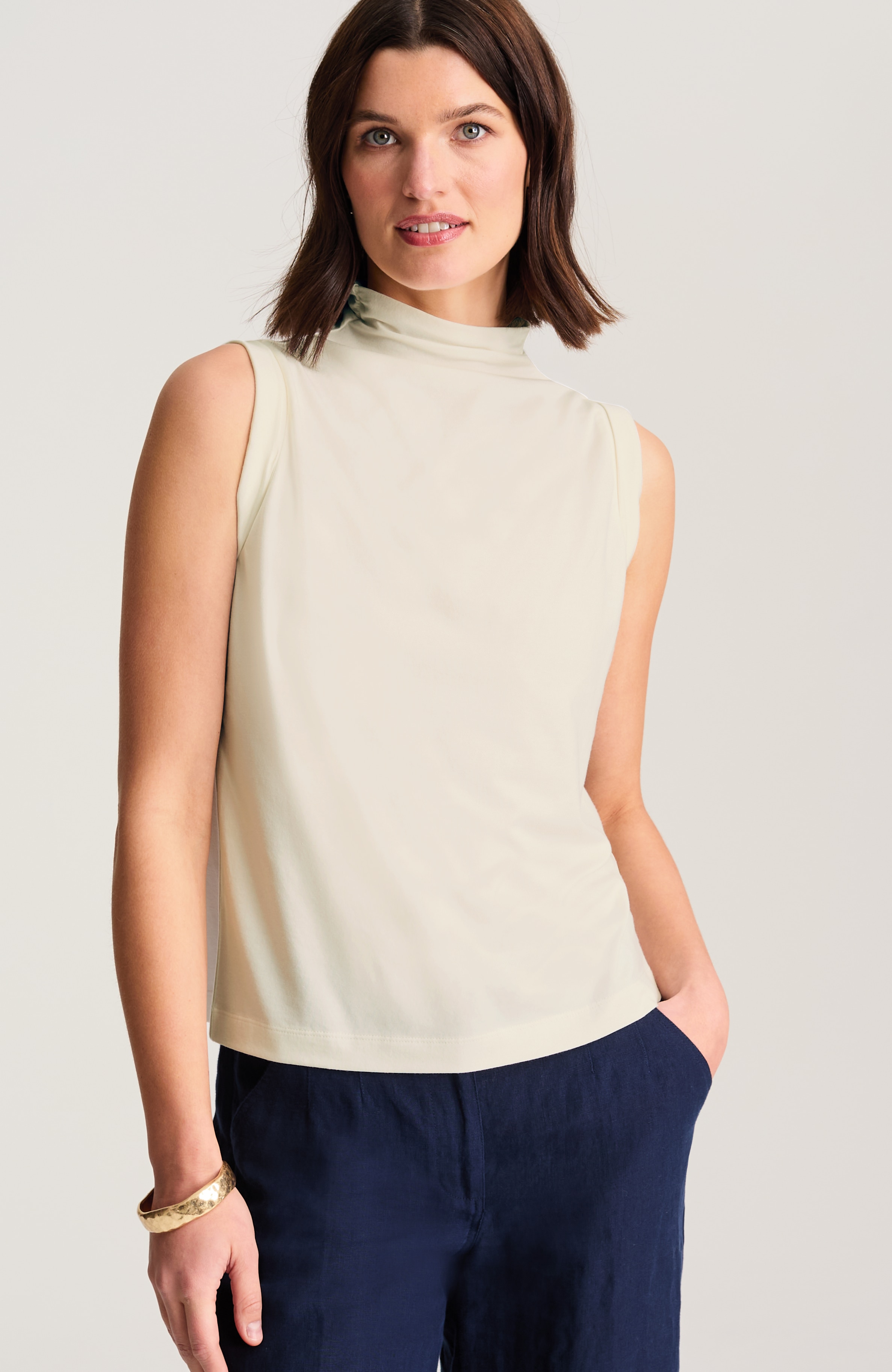 Luxe Supima® Shirred Mock-Neck Top | JJill