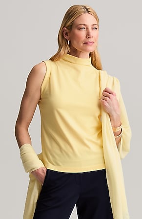 Image for Luxe Supima® Shirred Mock-Neck Top