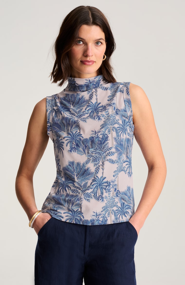 Primary view of the luxe supima® shirred mock-neck top