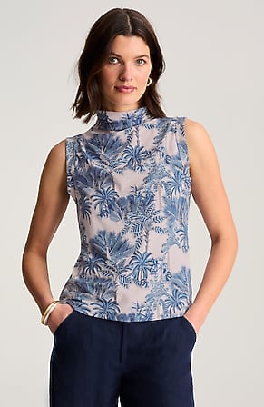 Image for Luxe Supima® Shirred Mock-Neck Top