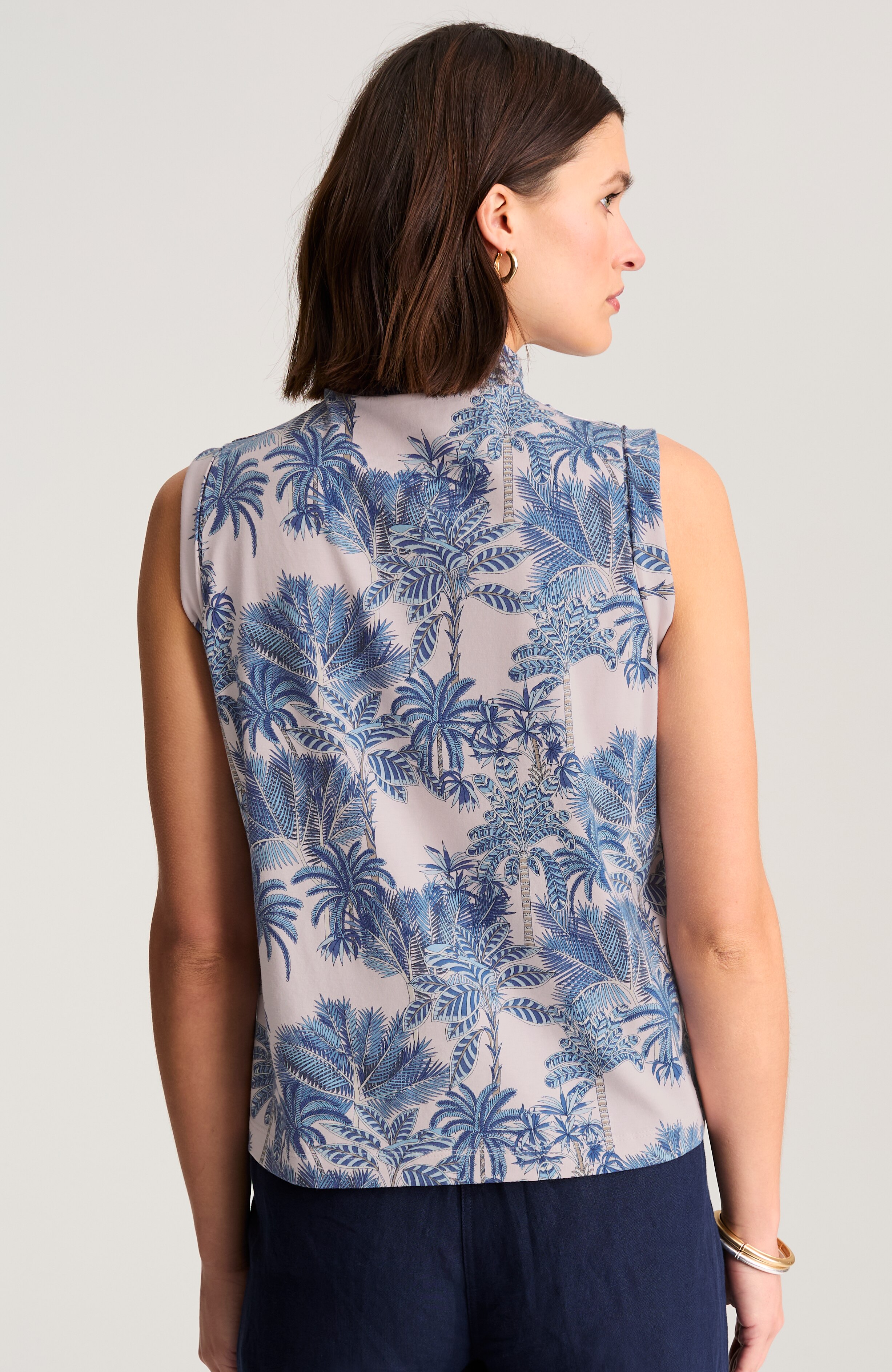 luxe supima® shirred mock-neck top