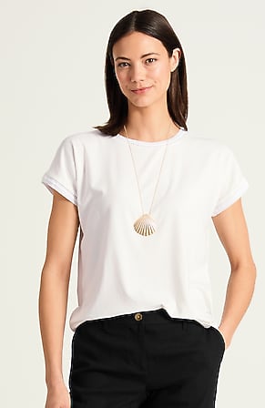 Image for Knit Extended-Cap-Sleeve Top