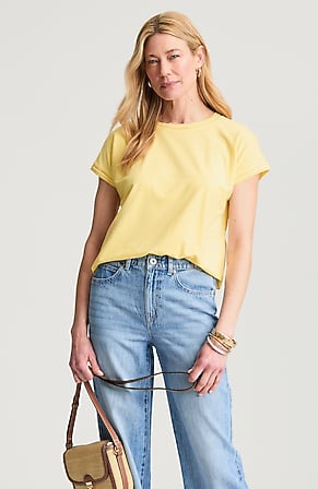 Image for Knit Extended-Cap-Sleeve Top