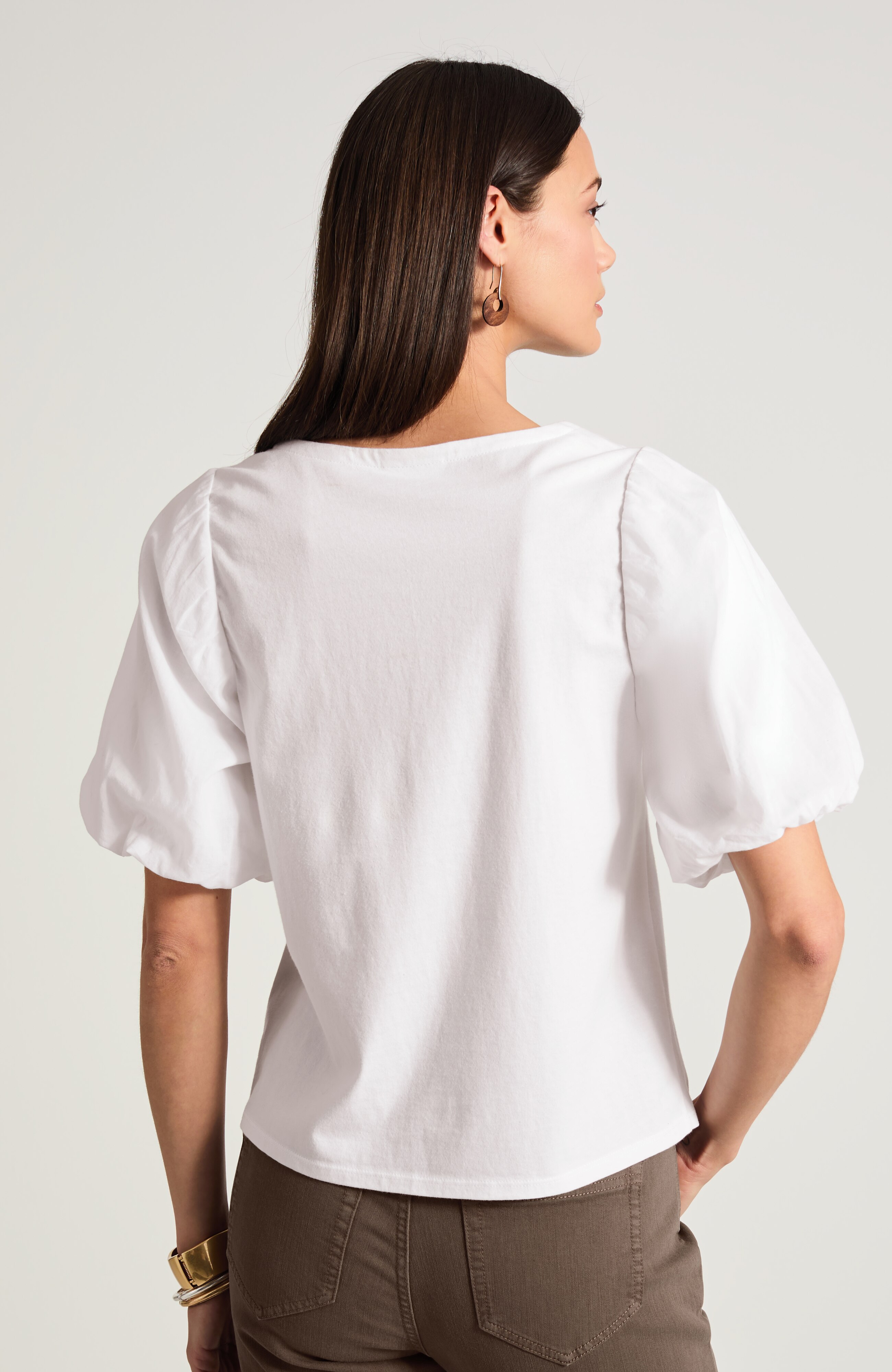 Mixed-Media Elbow-Sleeve Top | JJill