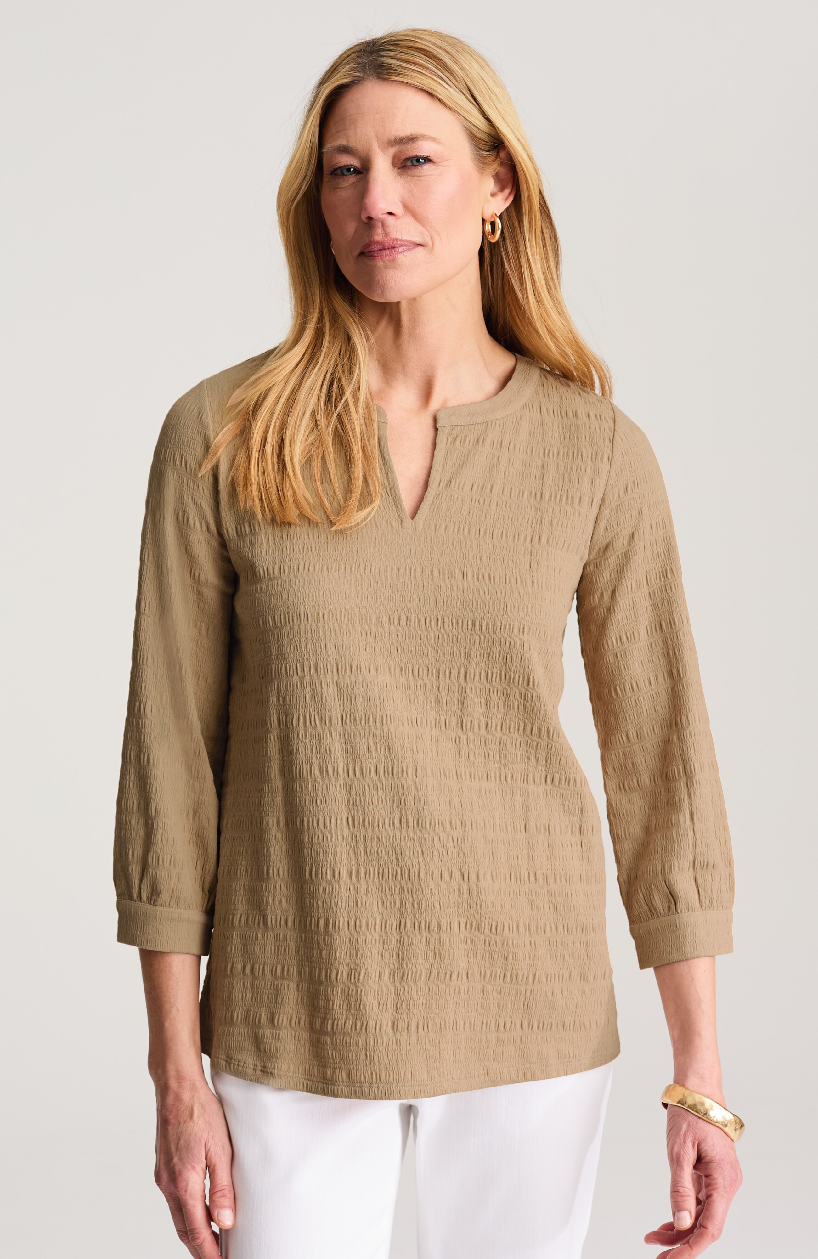 Crinkle-Textured A-Line Top | JJill