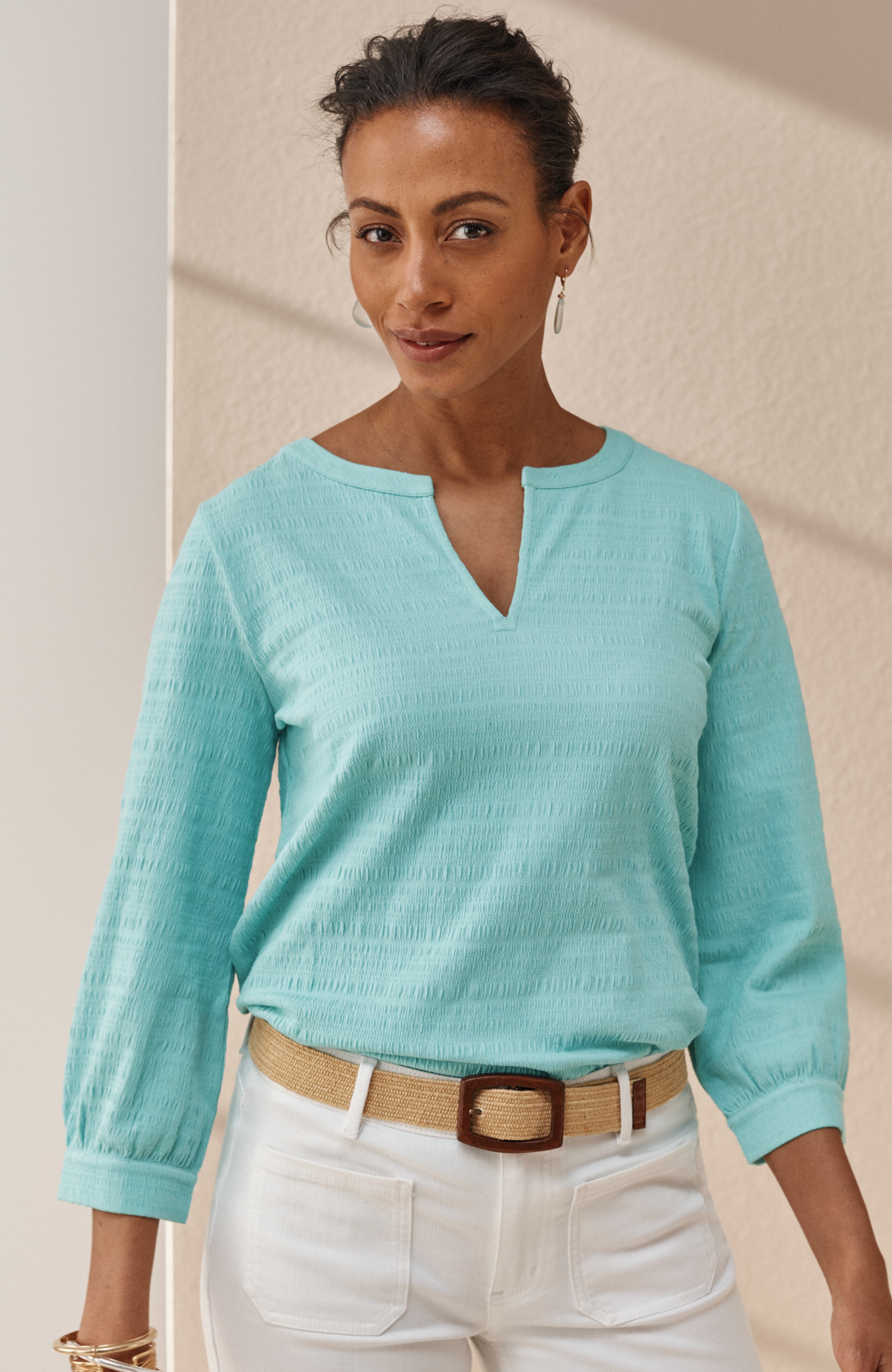 Crinkle-Textured A-Line Top | JJill