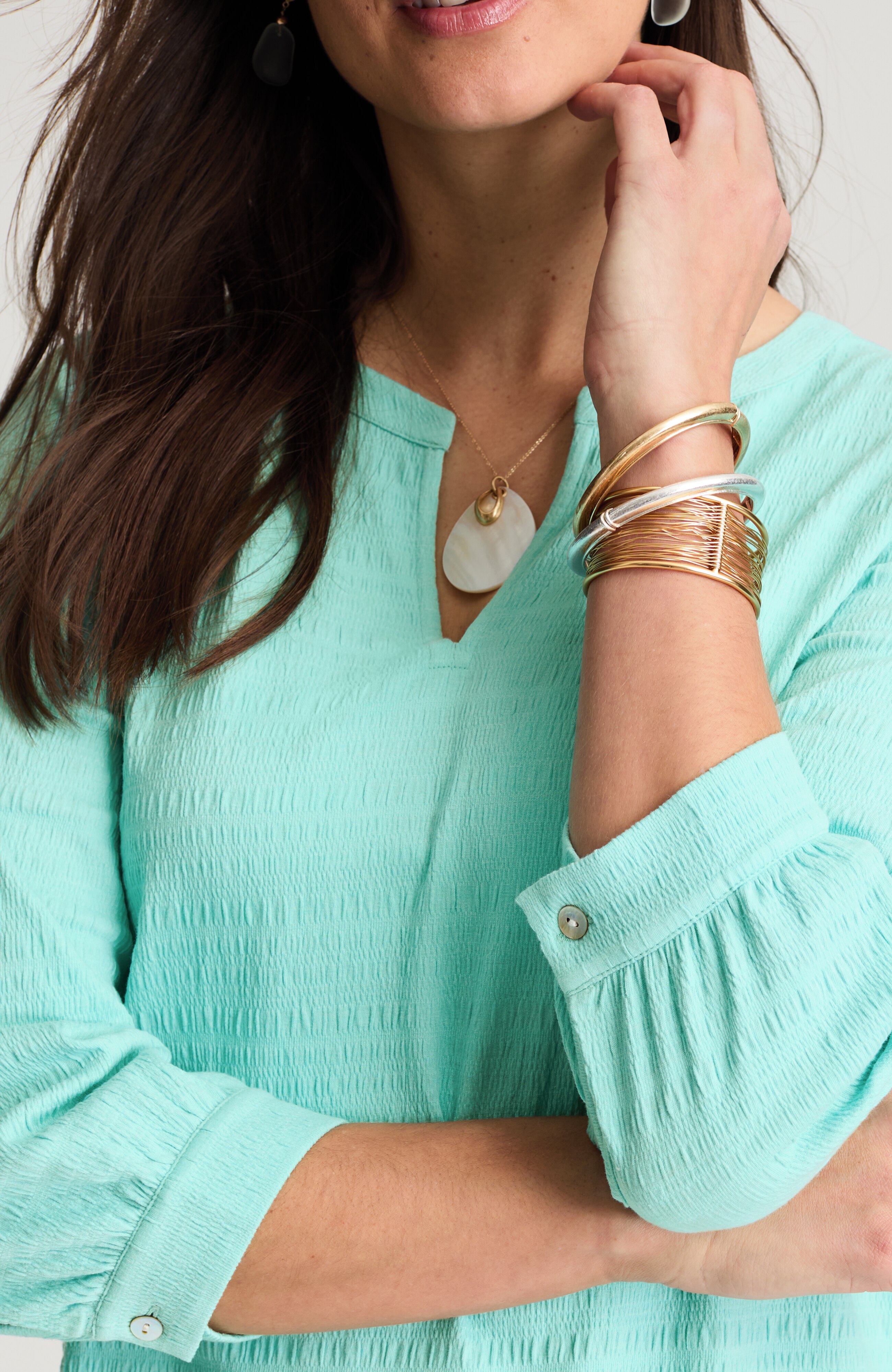 CRINKLE-TEXTURED A-LINE TOP | JJill