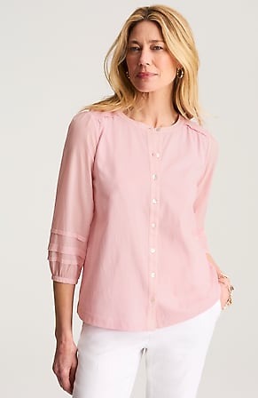 Image for Pintucked Mixed-Media Top