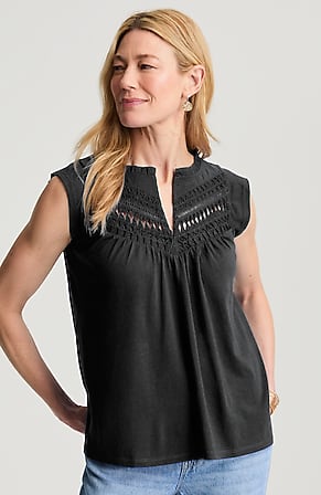 Image for Mixed-Media Ruffle-Neck Top