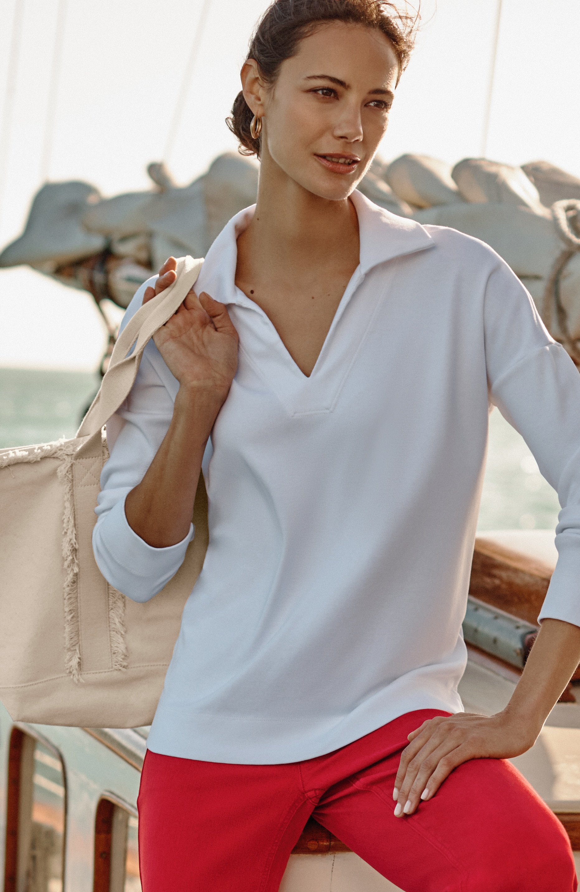 relaxed johnny-collared top