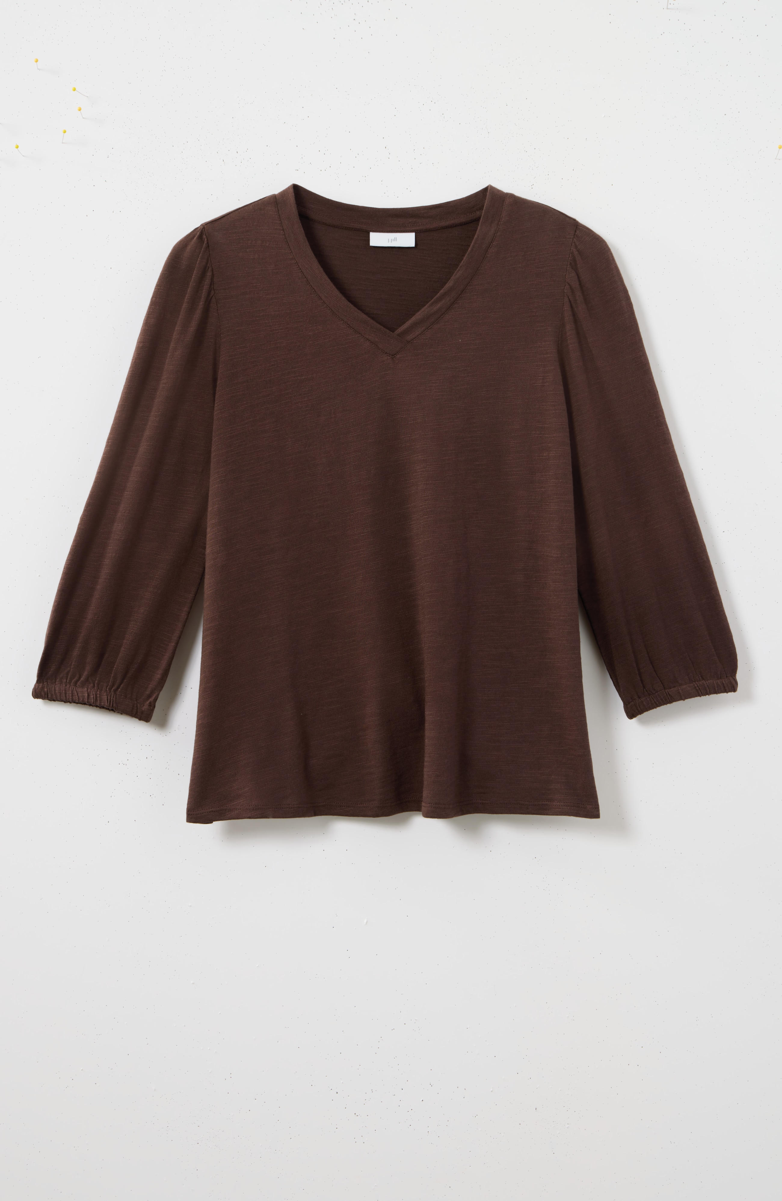 v-neck elastic-sleeve top