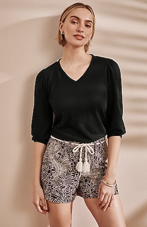 Image for V-Neck Elastic-Sleeve Top