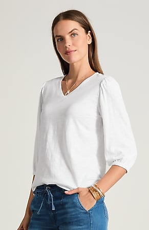 Image for V-Neck Elastic-Sleeve Top