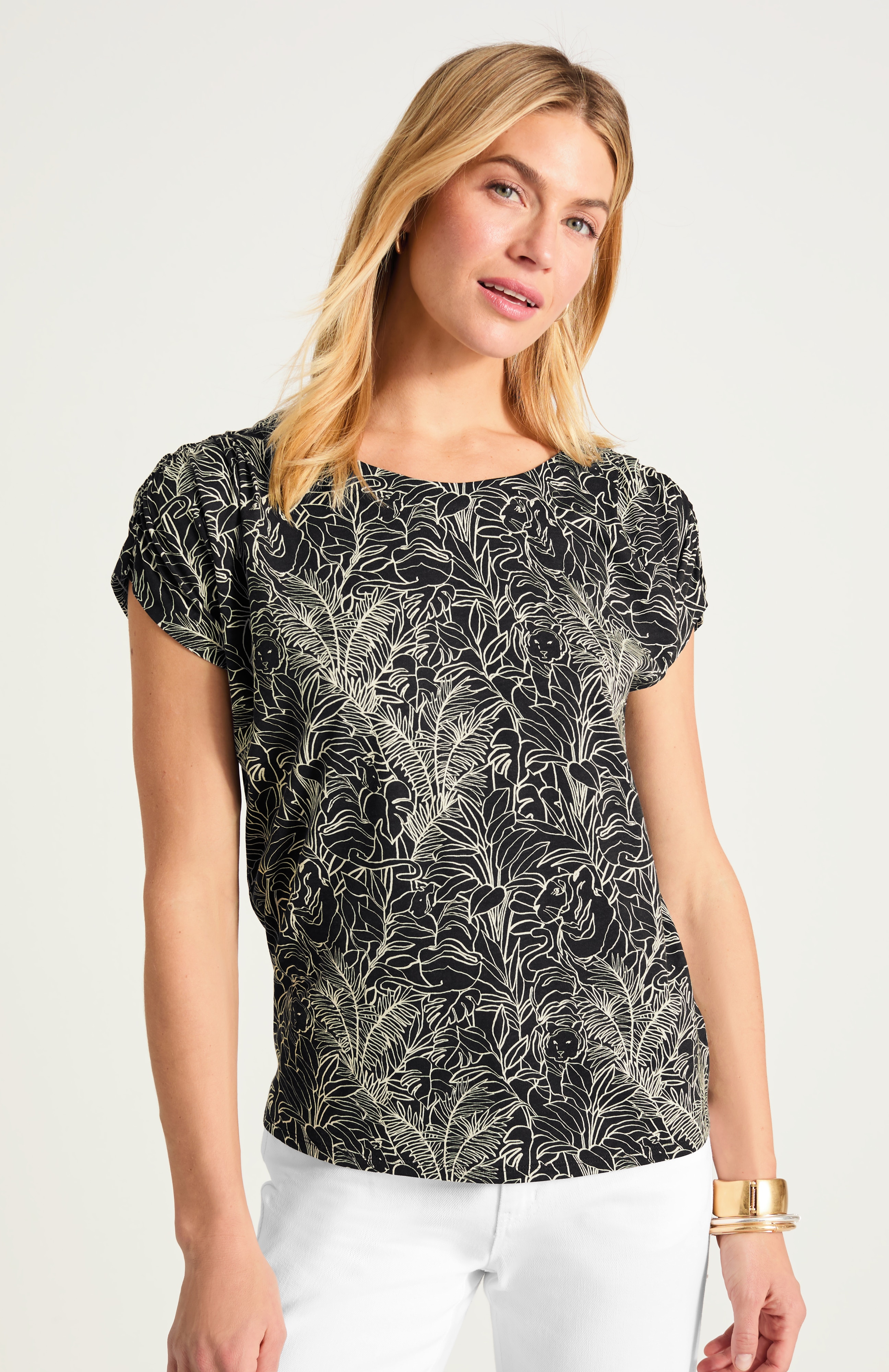 shirred sleeve top