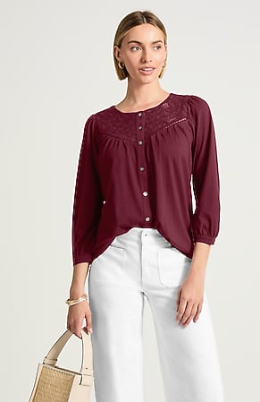 Image for Mixed-Media Lace Top