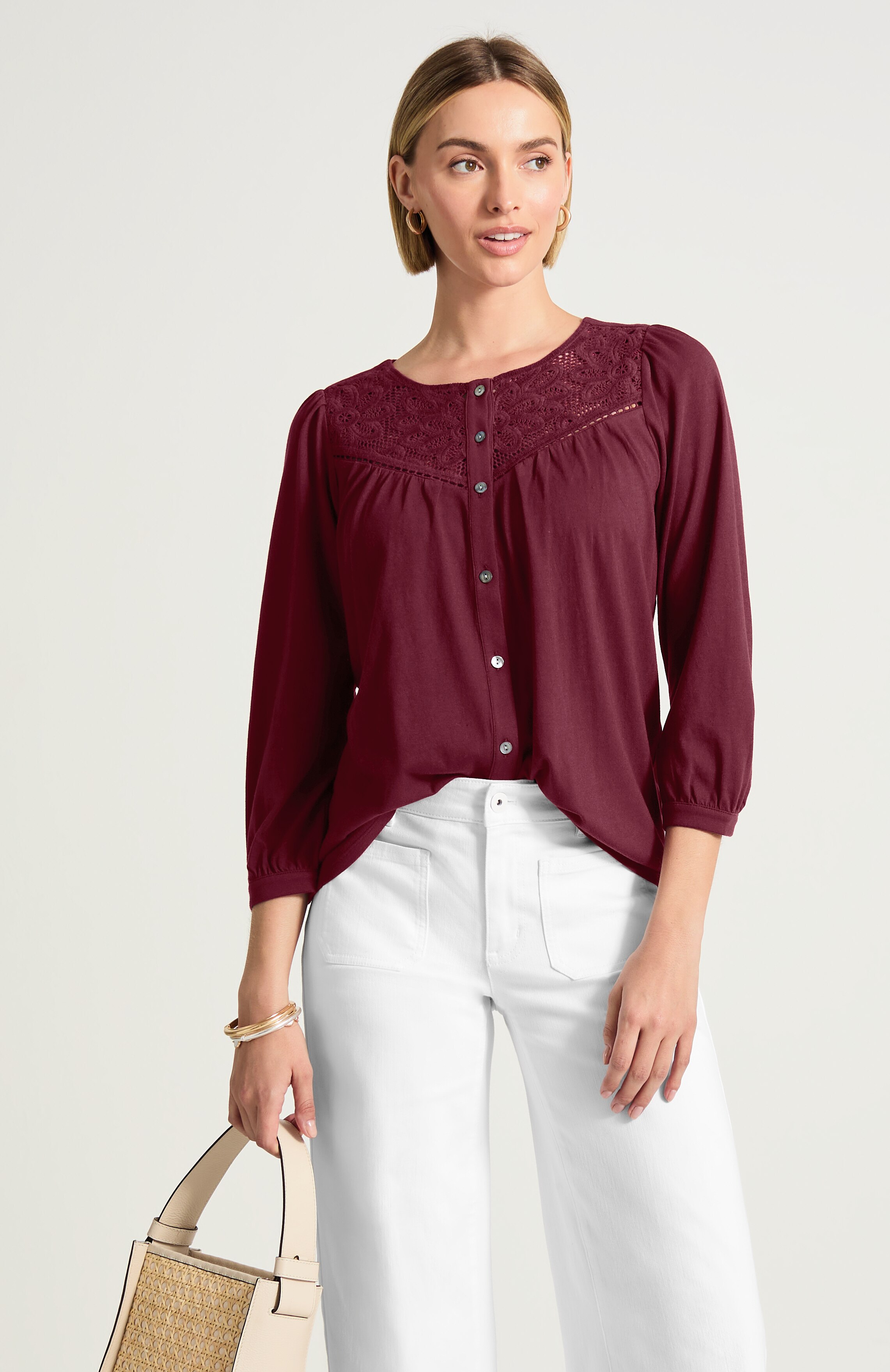 mixed-media lace top