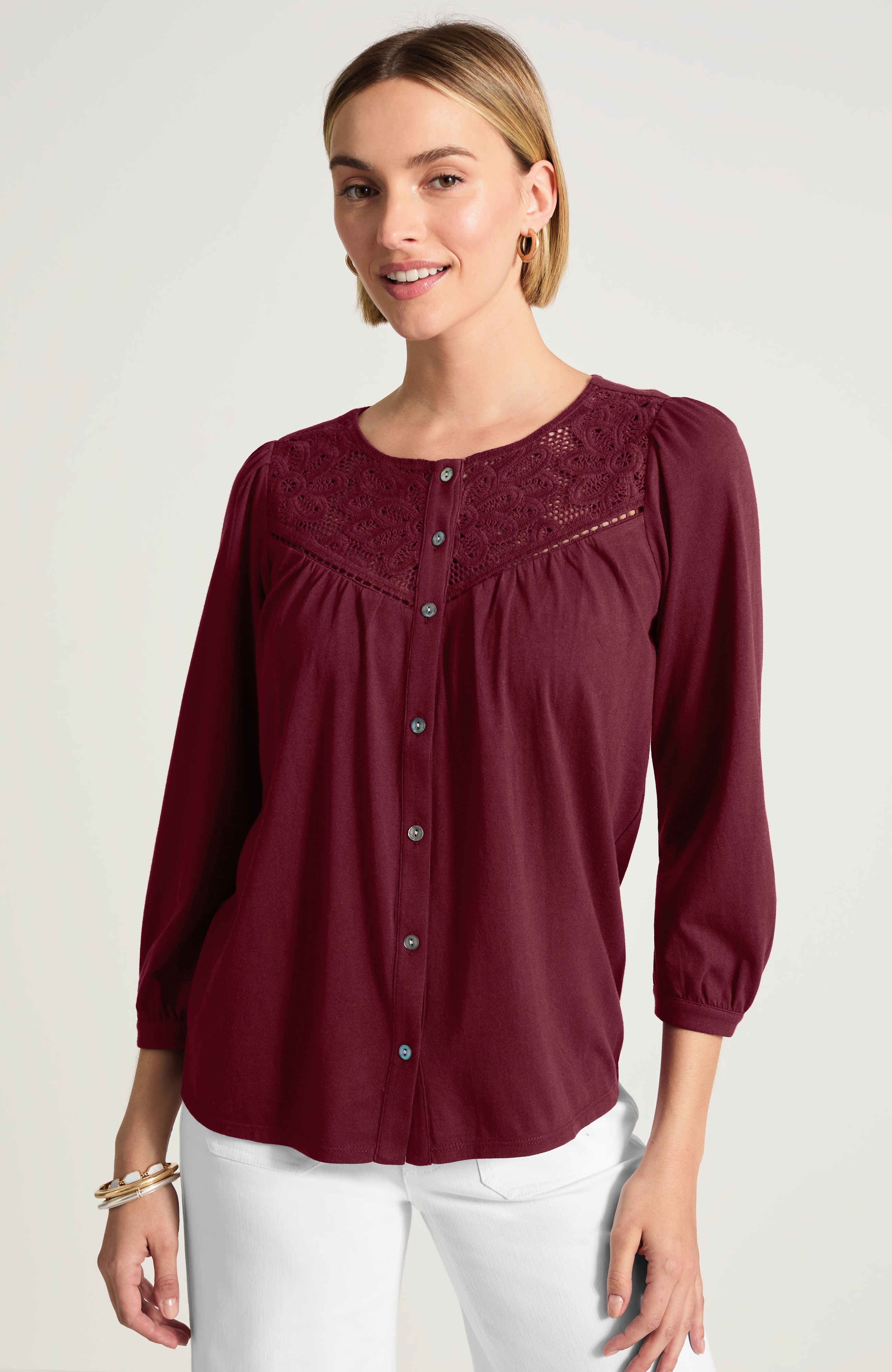 mixed-media lace top