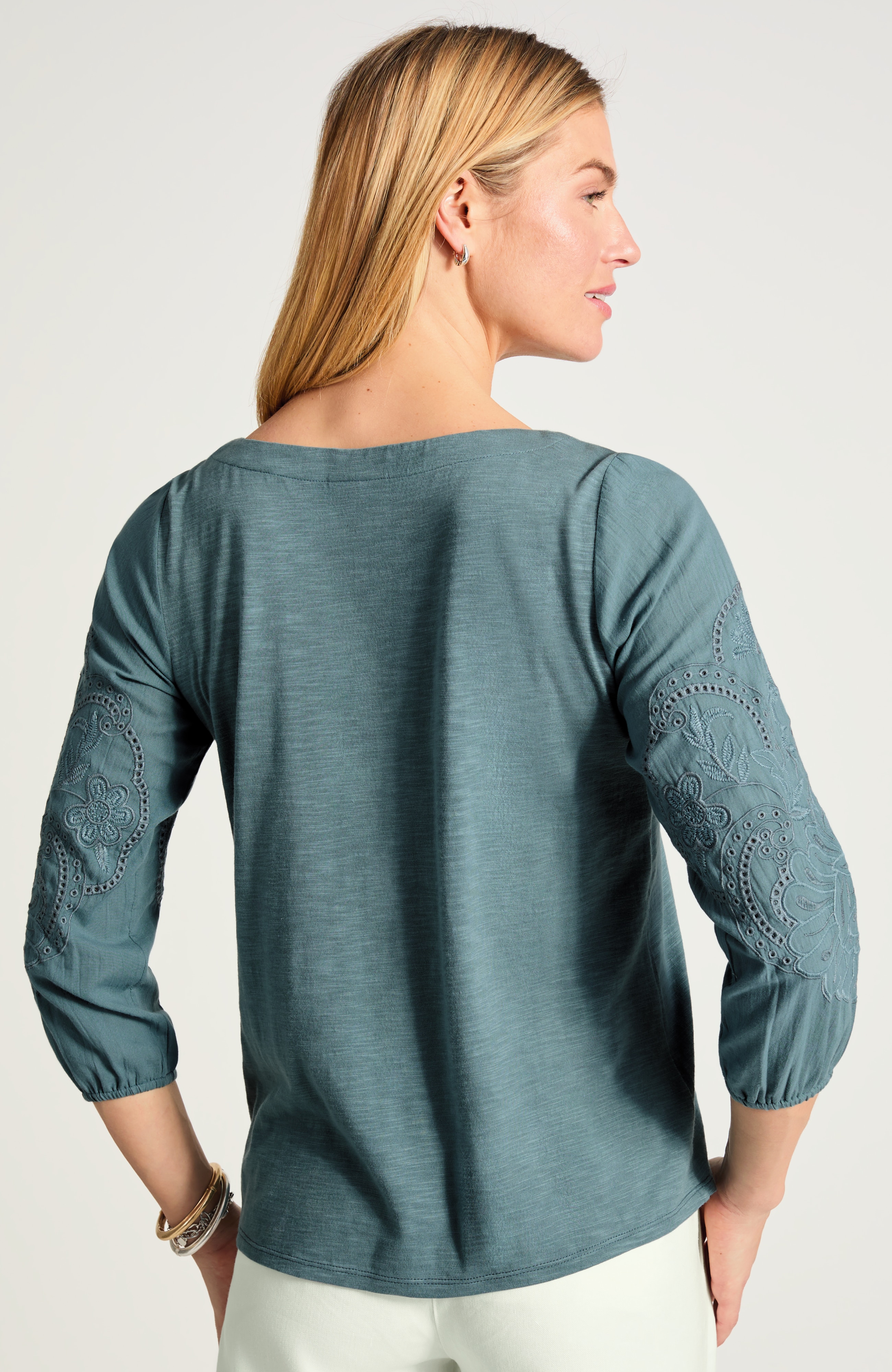 Mixed-Media Embroidered Top