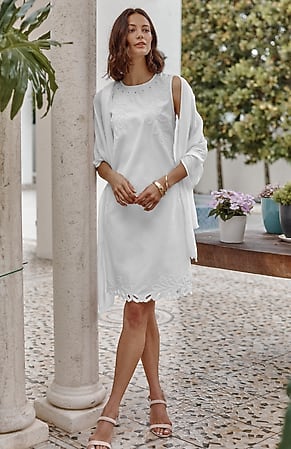 Image for Embroidered Scalloped-Hem Dress